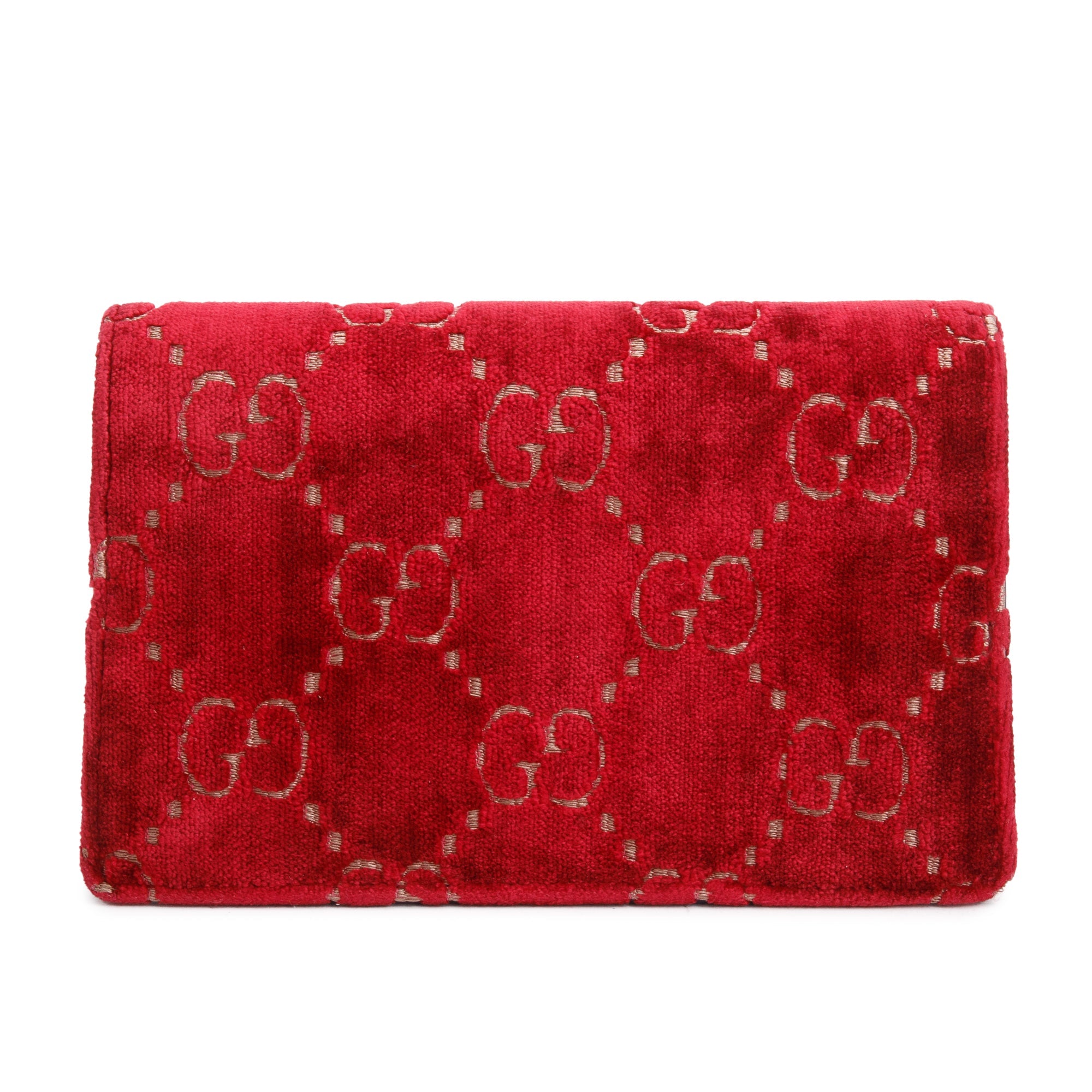 Gucci Red GG Embossed Velvet Dionysus Super Mini Bag