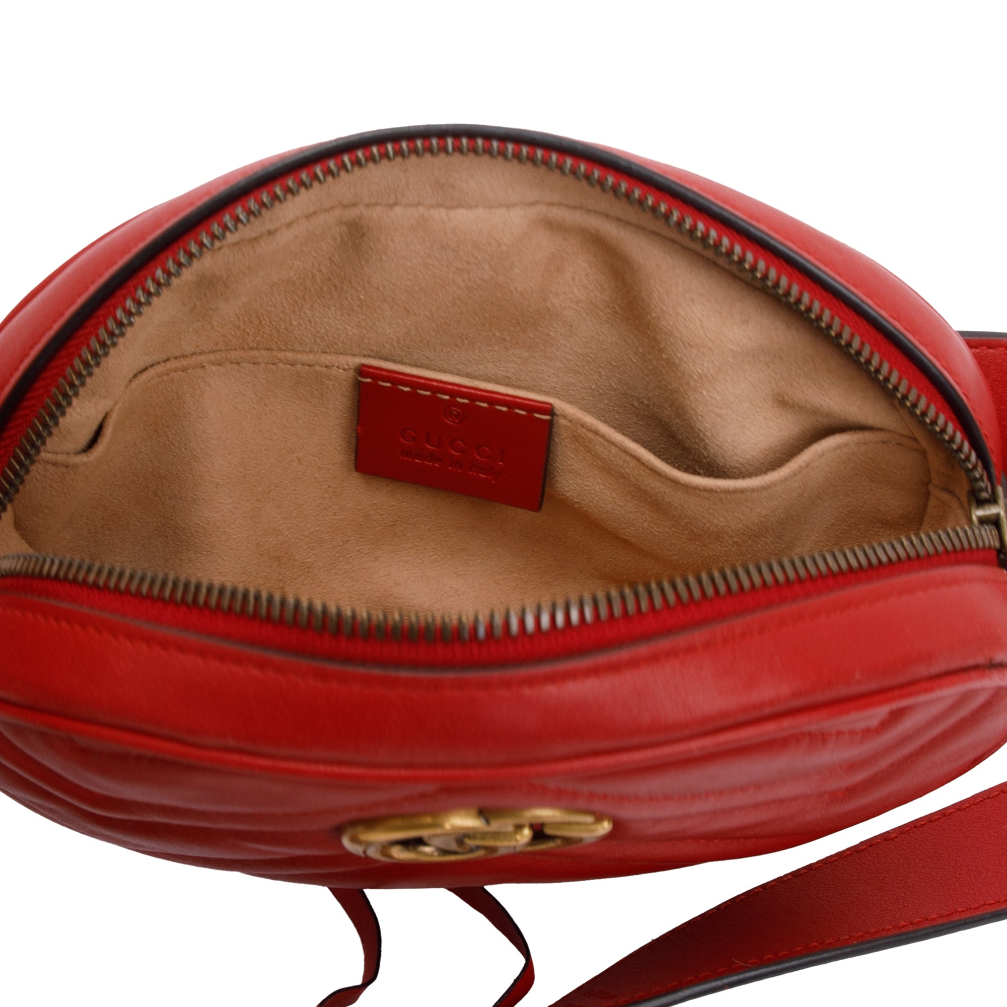 Gucci Red GG Marmont Matelasse Leather Belt Bag