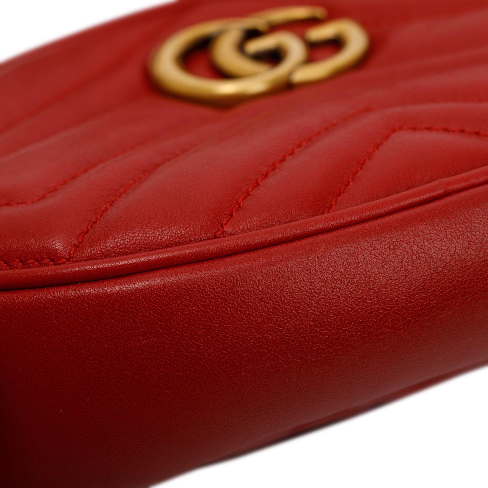 Gucci Red GG Marmont Matelasse Leather Belt Bag