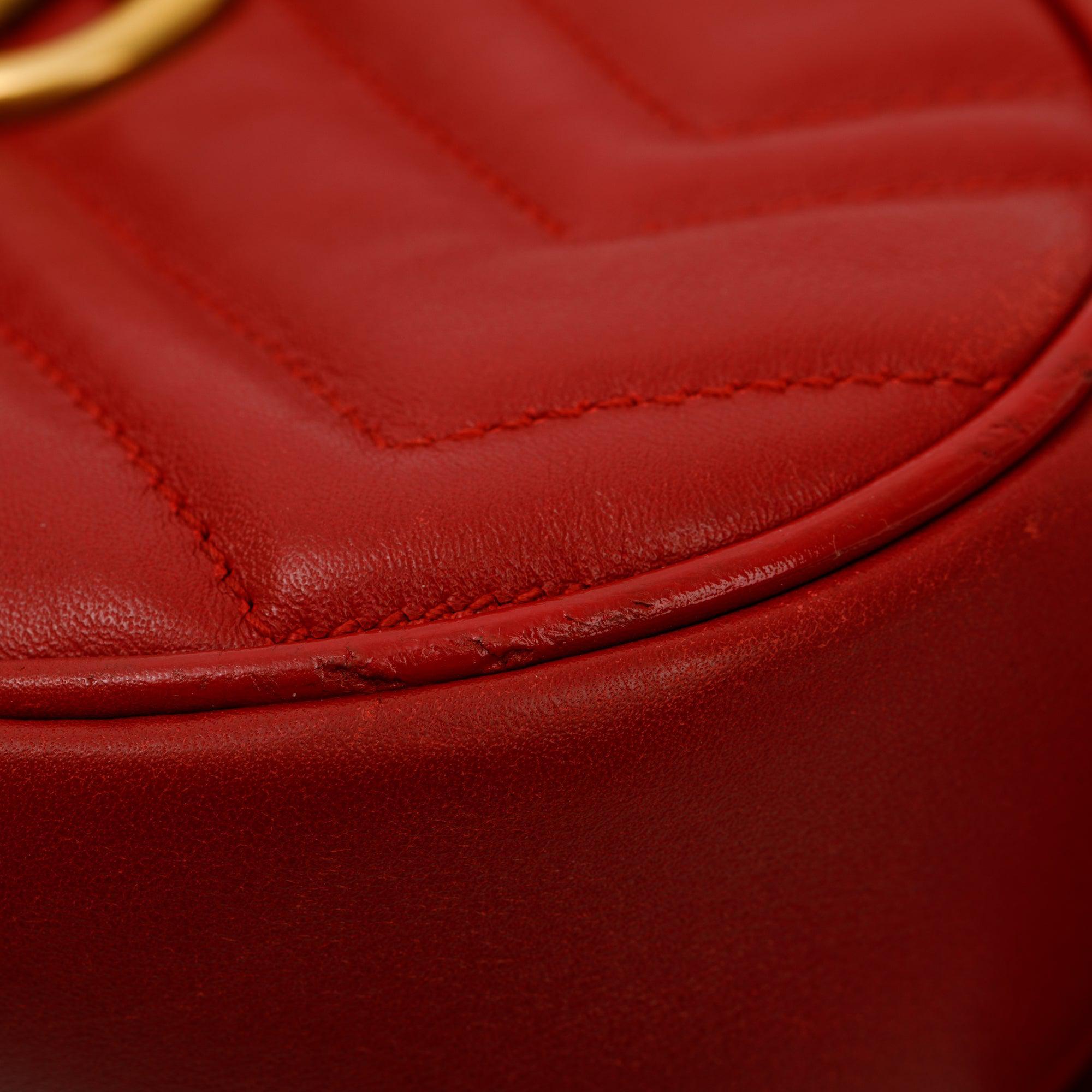 Gucci Red GG Marmont Matelasse Leather Belt Bag