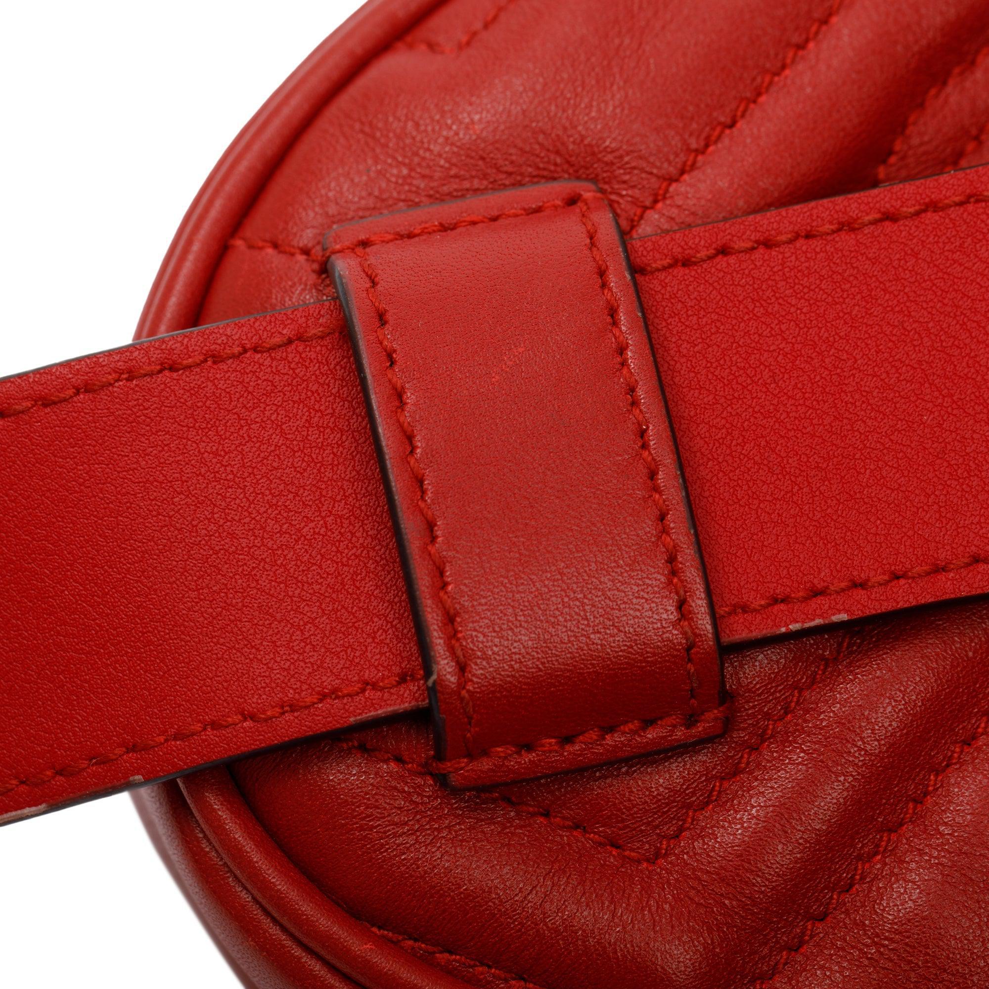 Gucci Red GG Marmont Matelasse Leather Belt Bag