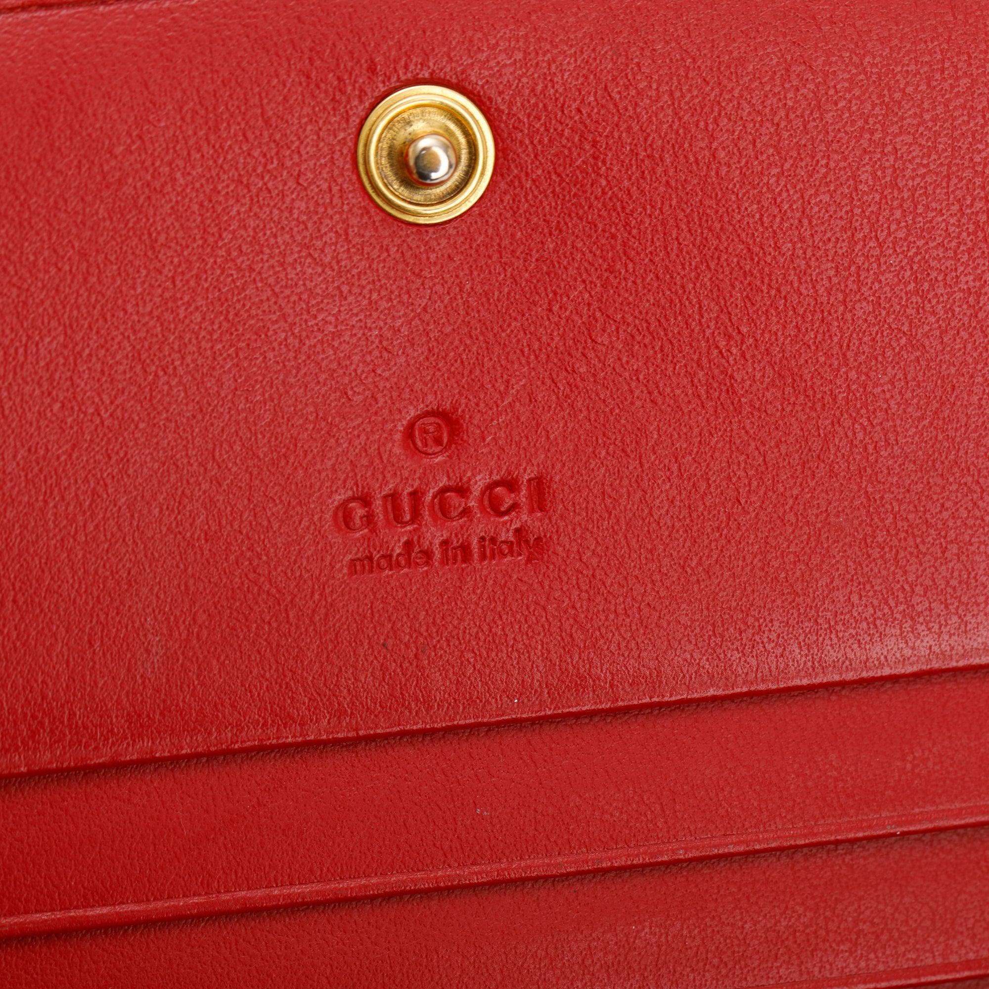 Gucci Red GG Marmont Matelasse Leather Card Case Wallet w/ Box