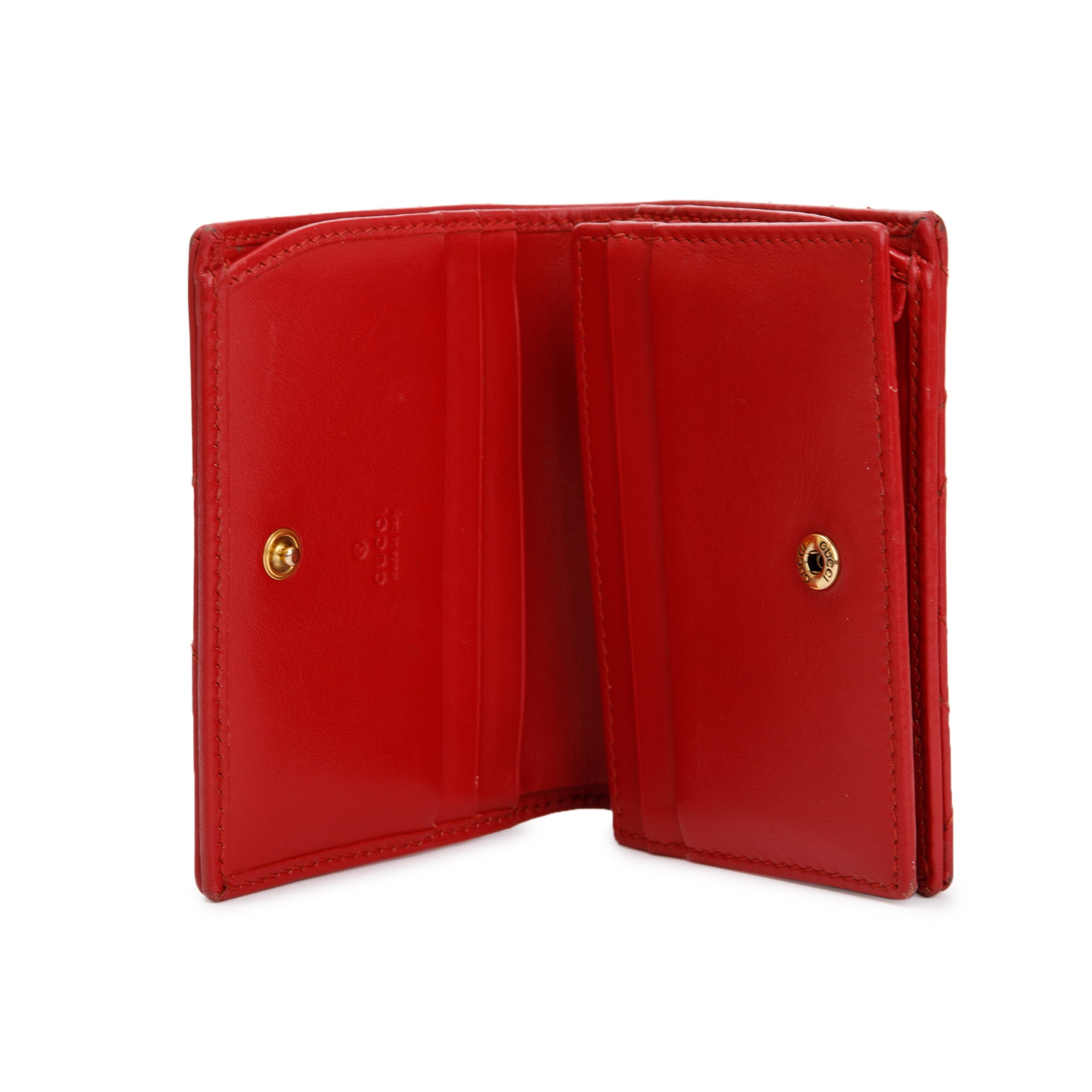 Gucci Red GG Marmont Matelasse Leather Card Case Wallet w/ Box