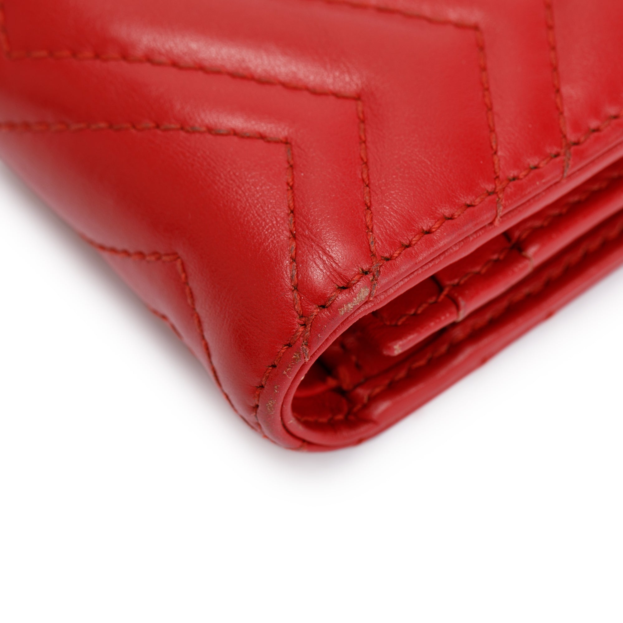 Gucci Red GG Marmont Matelasse Leather Card Case Wallet w/ Box