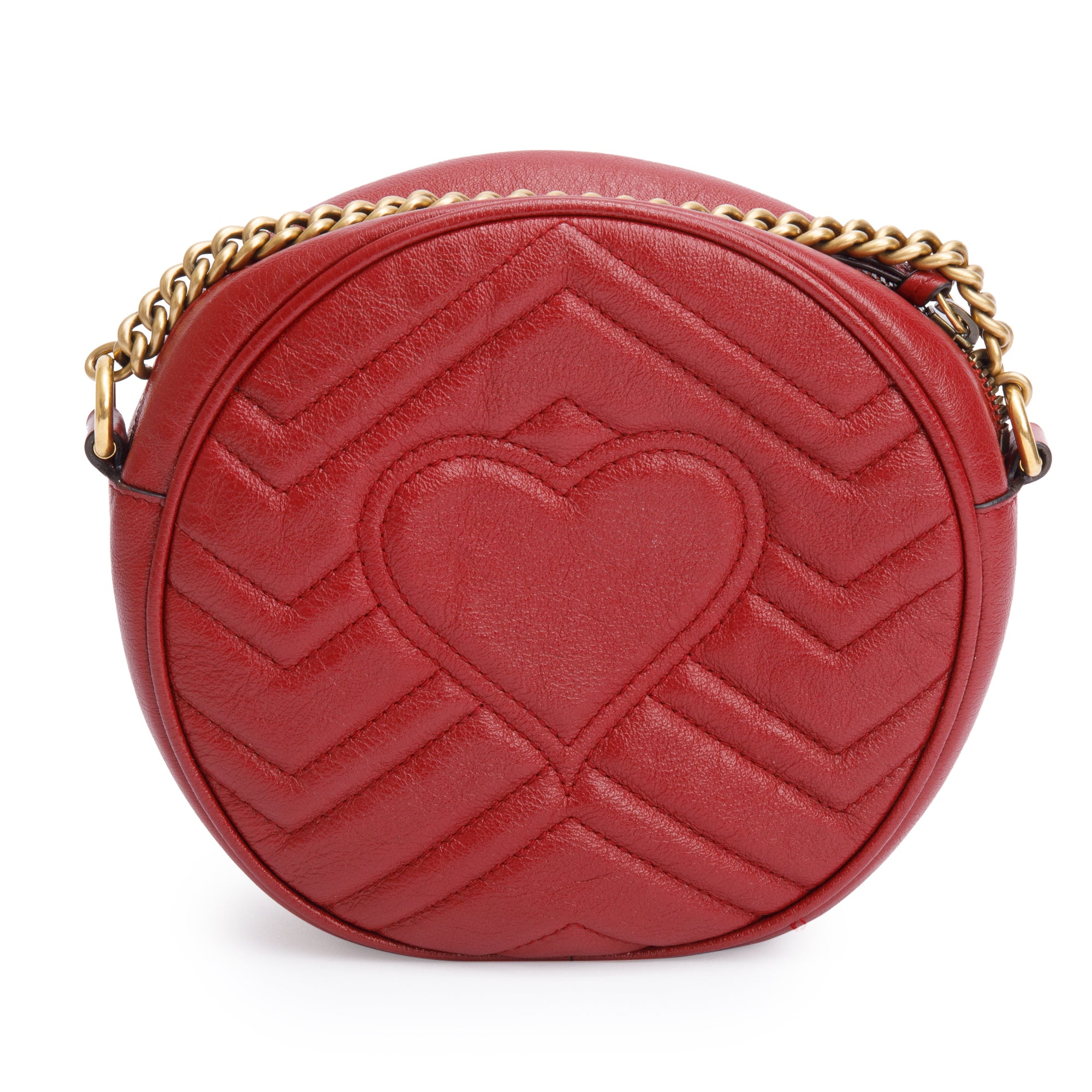 Gucci Red GG Marmont Matelasse Leather Mini Round Shoulder Bag