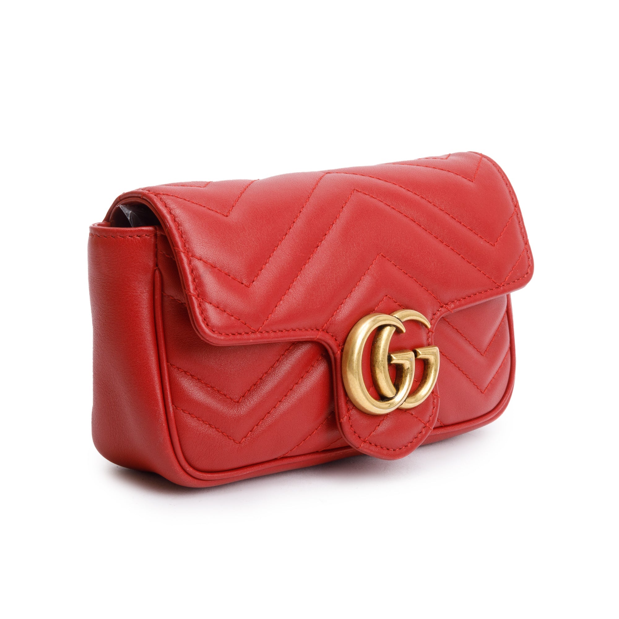 Gucci Red GG Marmont Matelasse Leather Super Mini Bag