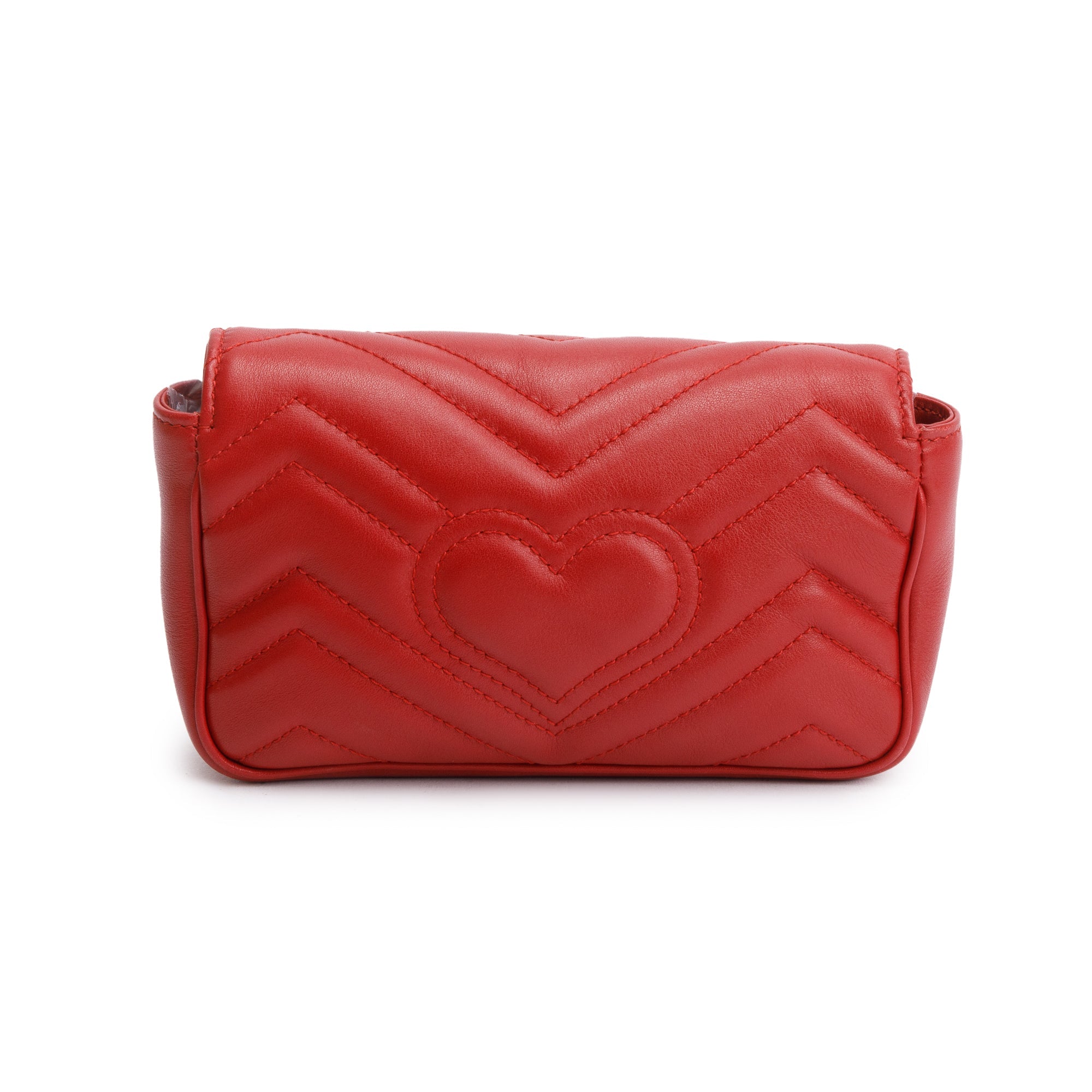 Gucci Red GG Marmont Matelasse Leather Super Mini Bag