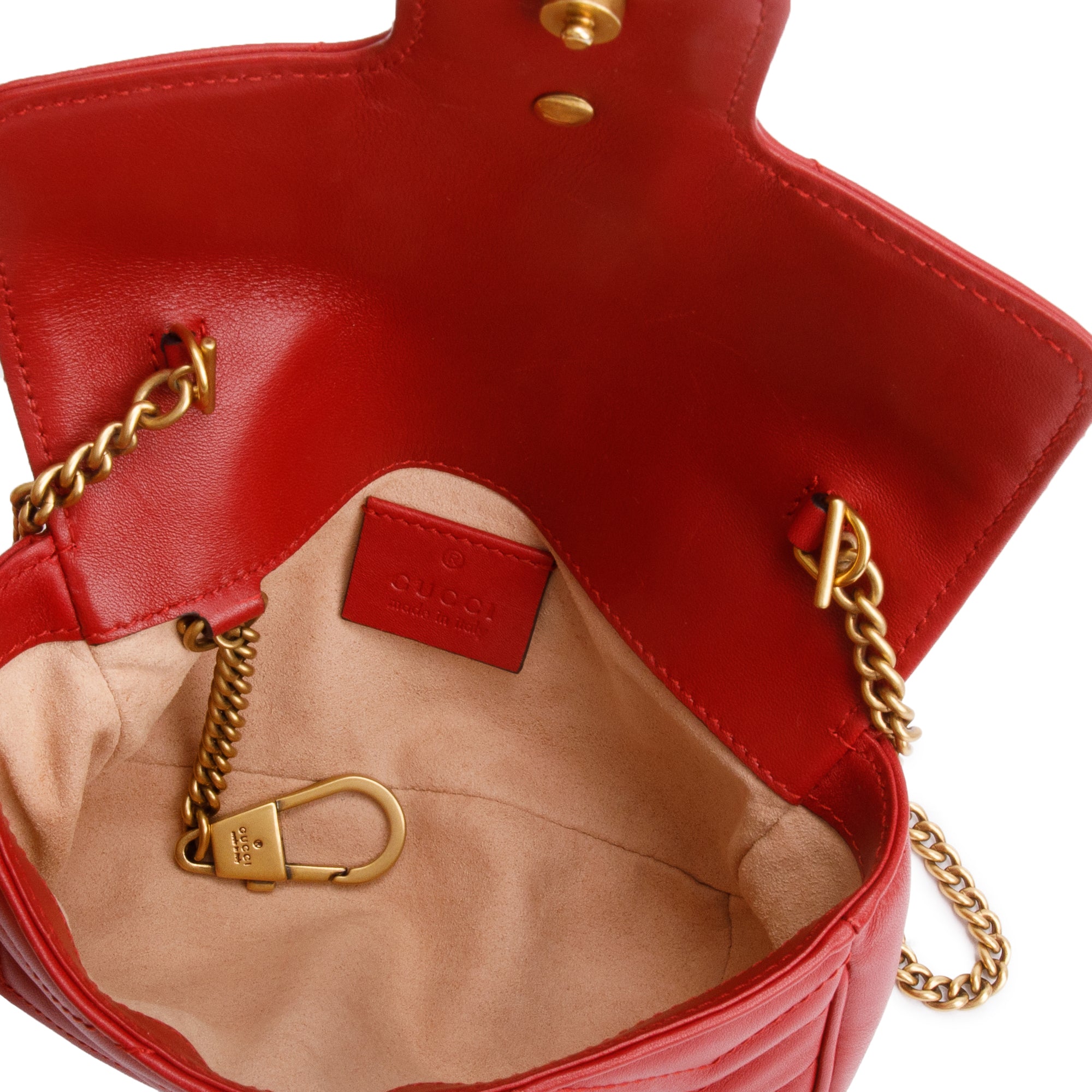 Gucci Red GG Marmont Matelasse Leather Super Mini Bag