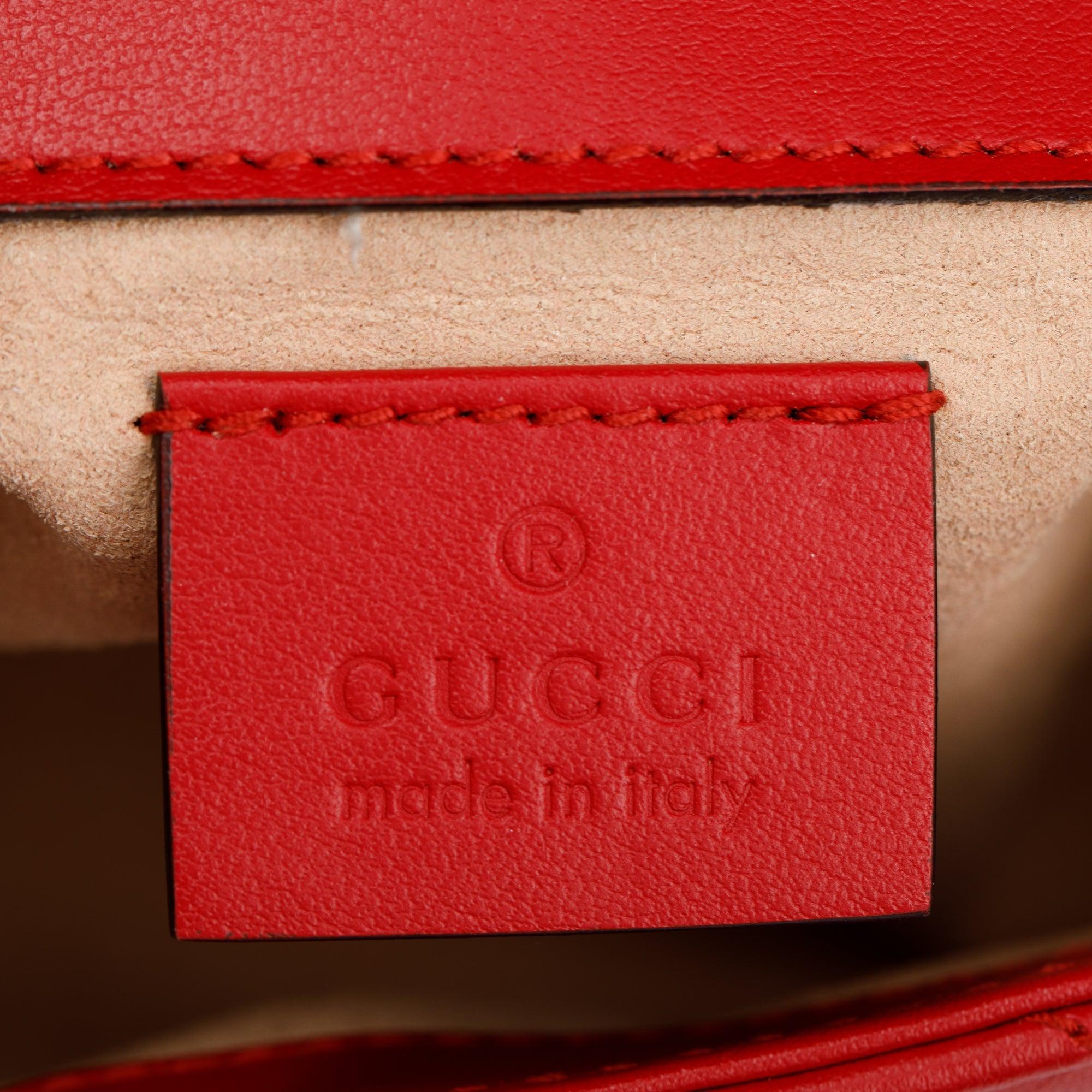 Gucci Red GG Marmont Matelasse Leather Super Mini Bag w/ Box
