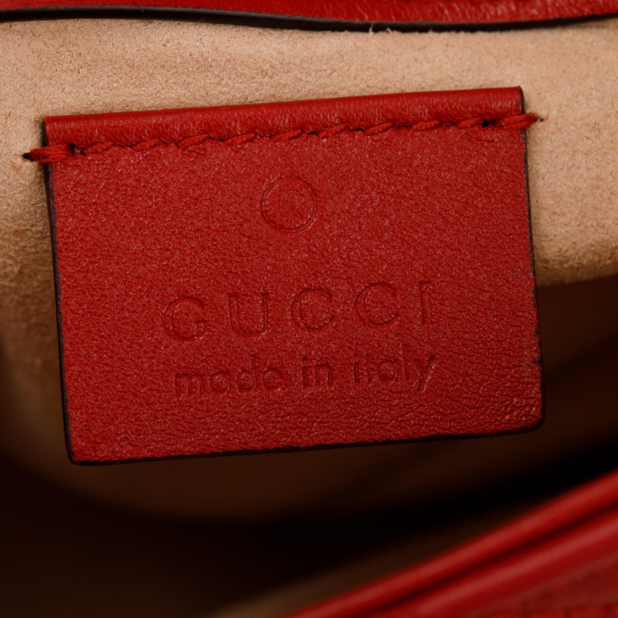 Gucci Red GG Marmont Matelasse Leather Super Mini Bag w/ Box