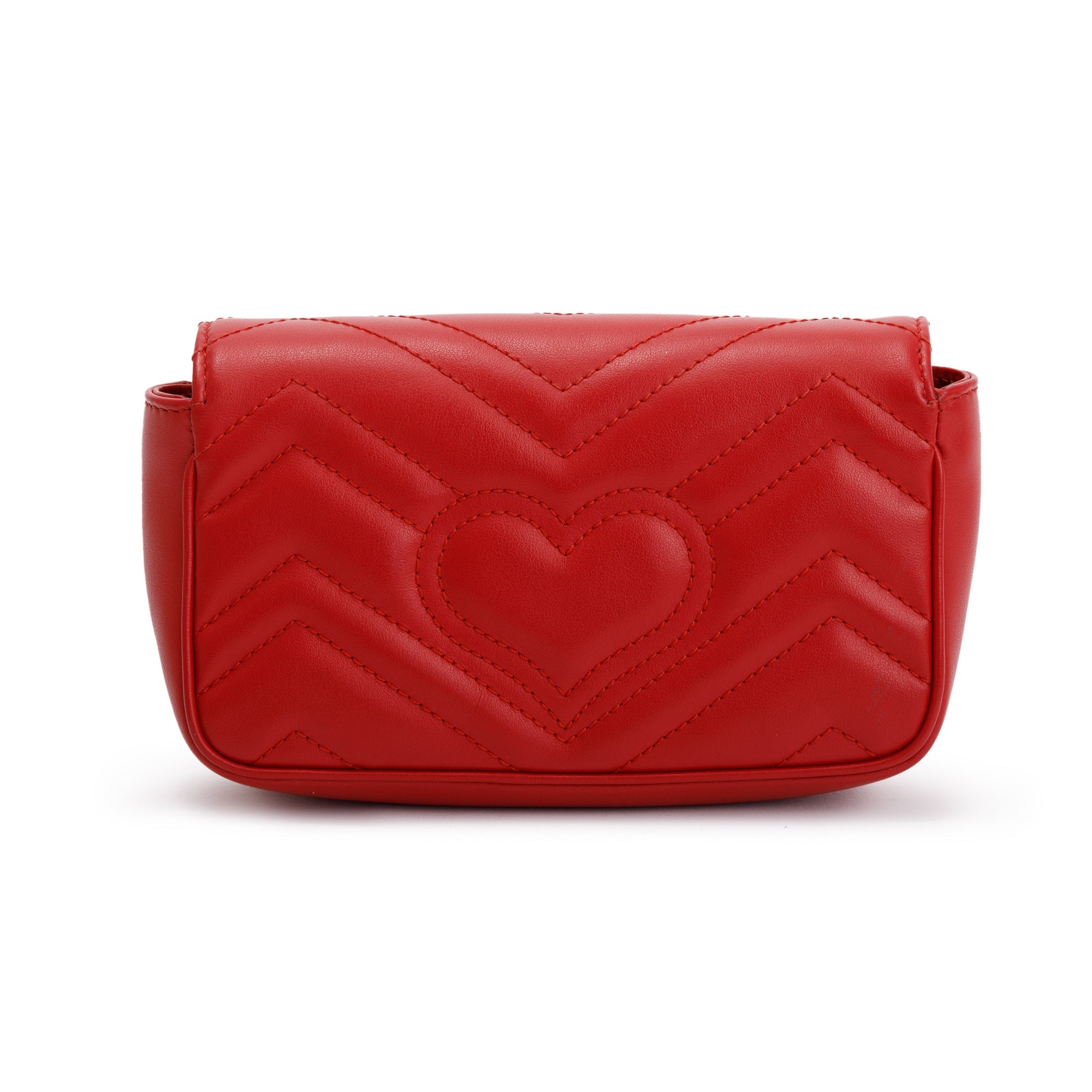 Gucci Red GG Marmont Matelasse Leather Super Mini Bag w/ Box