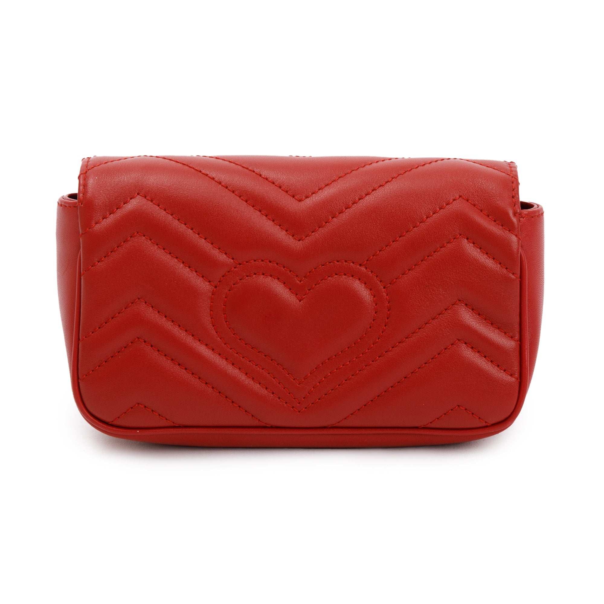 Gucci Red GG Marmont Matelasse Leather Super Mini Bag w/ Box