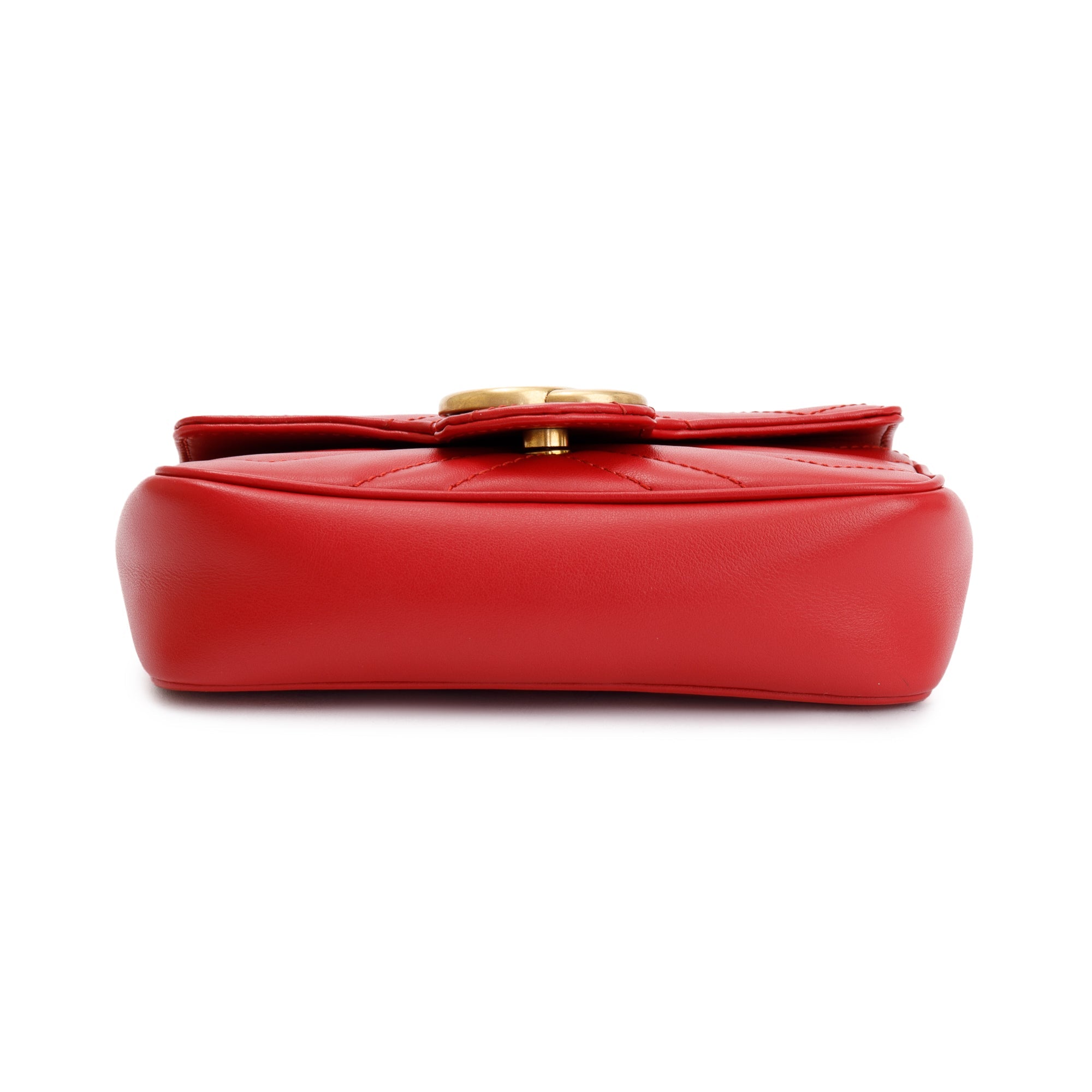 Gucci Red GG Marmont Matelasse Leather Super Mini Bag w/ Box