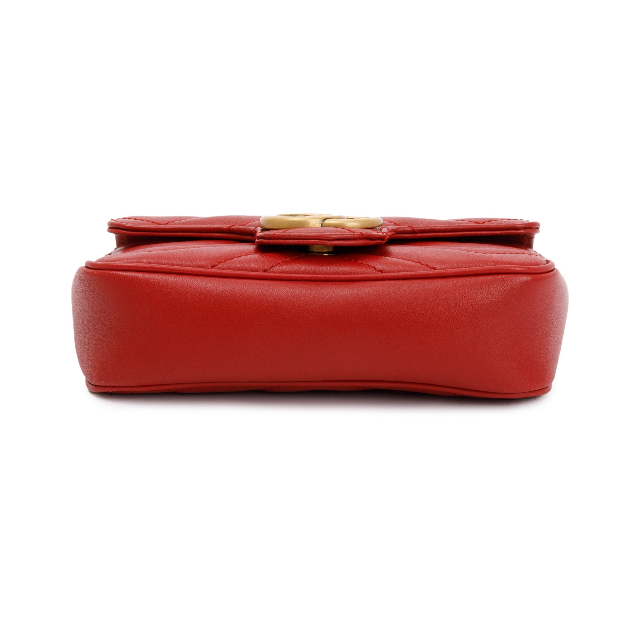 Gucci Red GG Marmont Matelasse Leather Super Mini Bag w/ Box