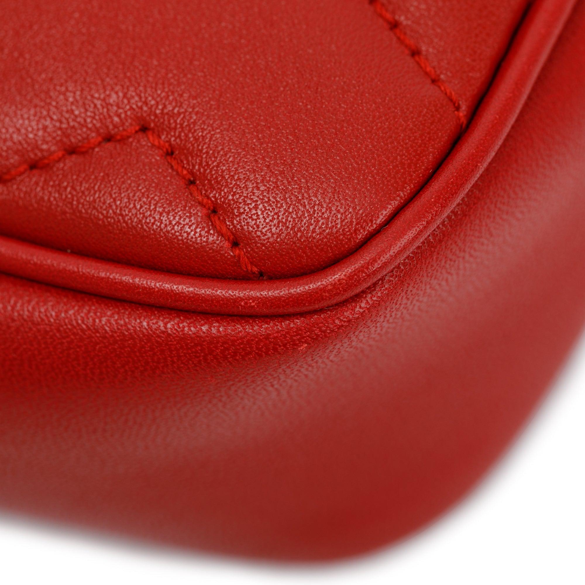 Gucci Red GG Marmont Matelasse Leather Super Mini Bag w/ Box