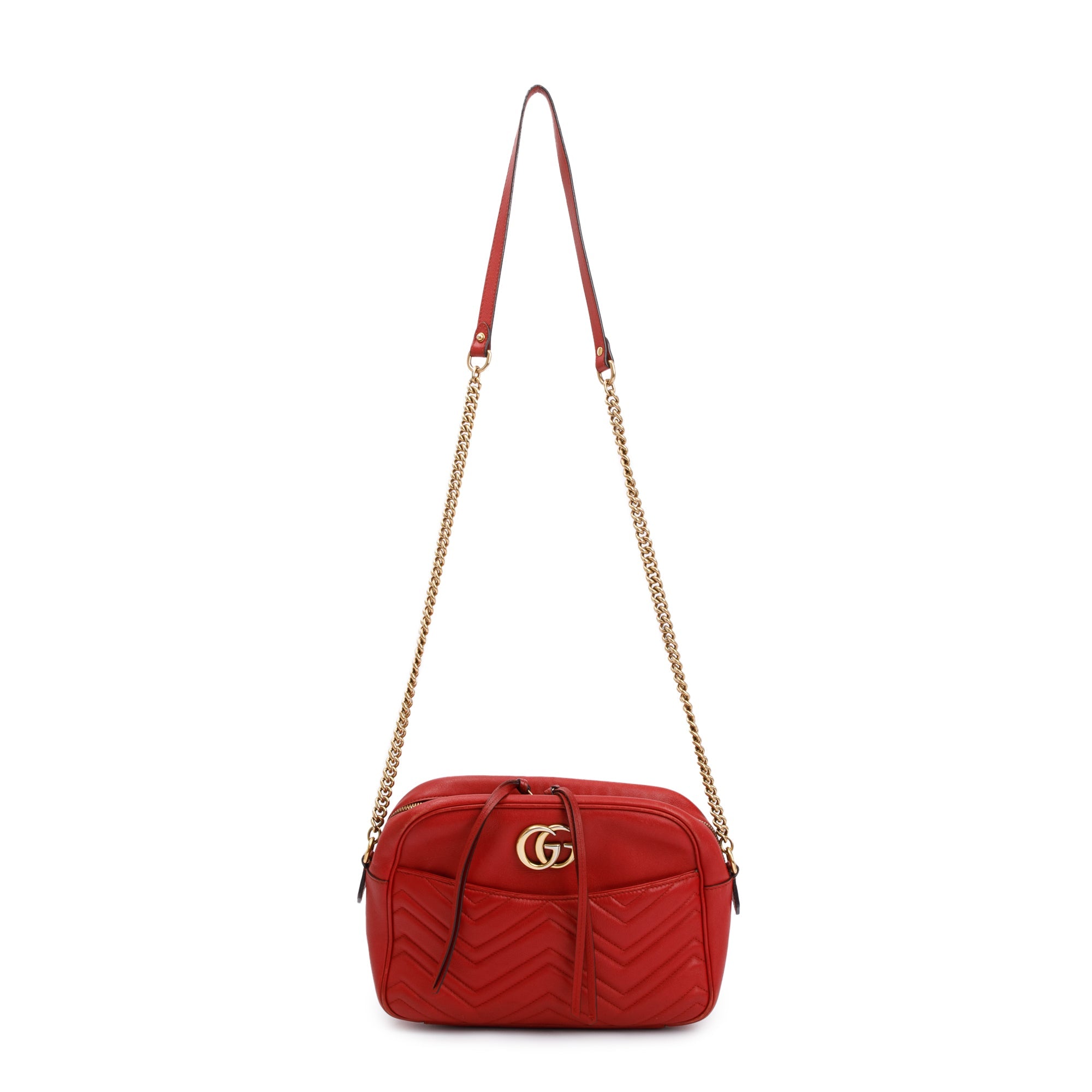 Gucci Red GG Marmont Matelasse Medium Shoulder Bag