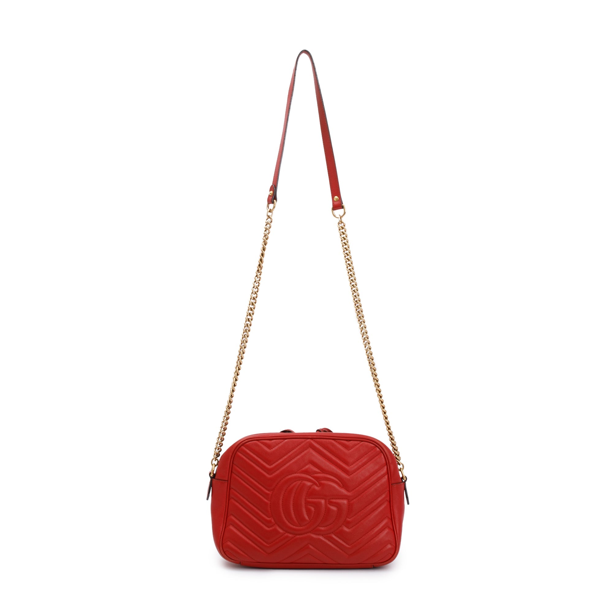 Gucci Red GG Marmont Matelasse Medium Shoulder Bag