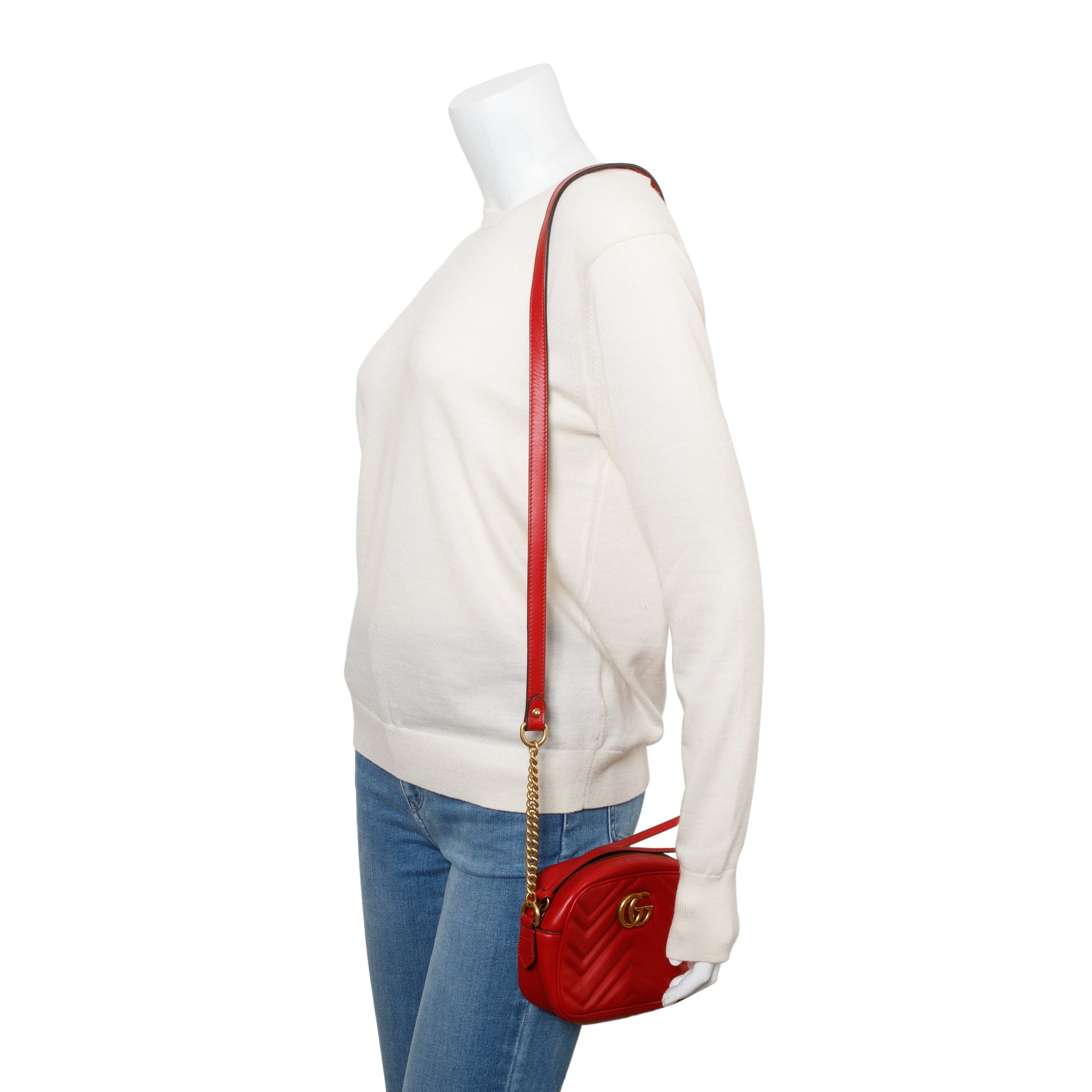 Gucci Red GG Marmont Matelasse Mini Shoulder Bag