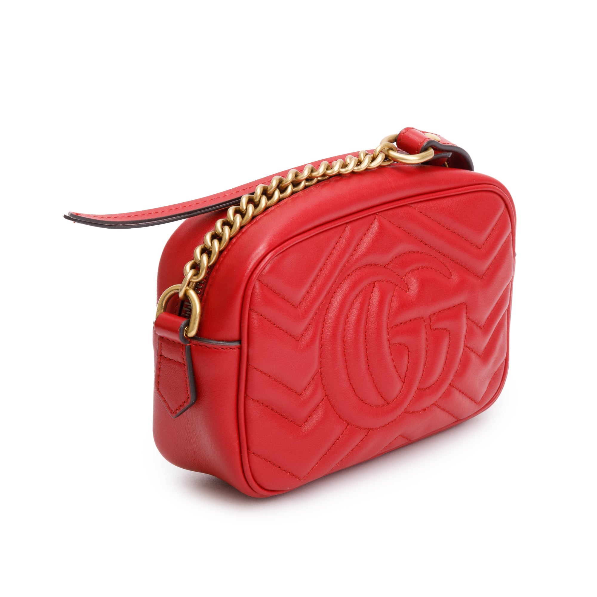 Gucci Red GG Marmont Matelasse Mini Shoulder Bag