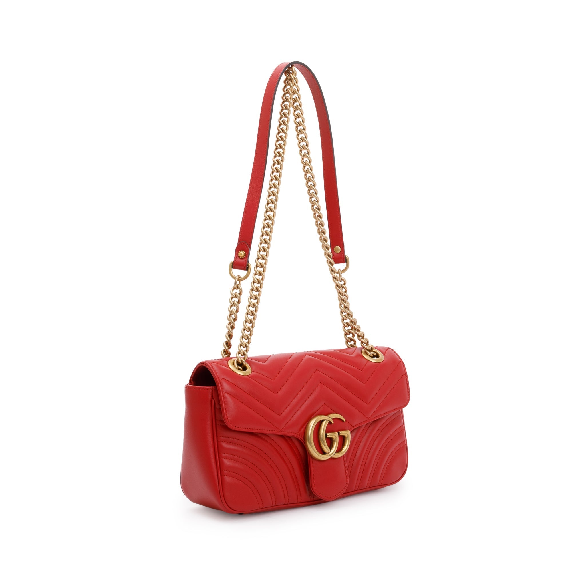 Gucci Red GG Marmont Matelasse Small Shoulder Bag