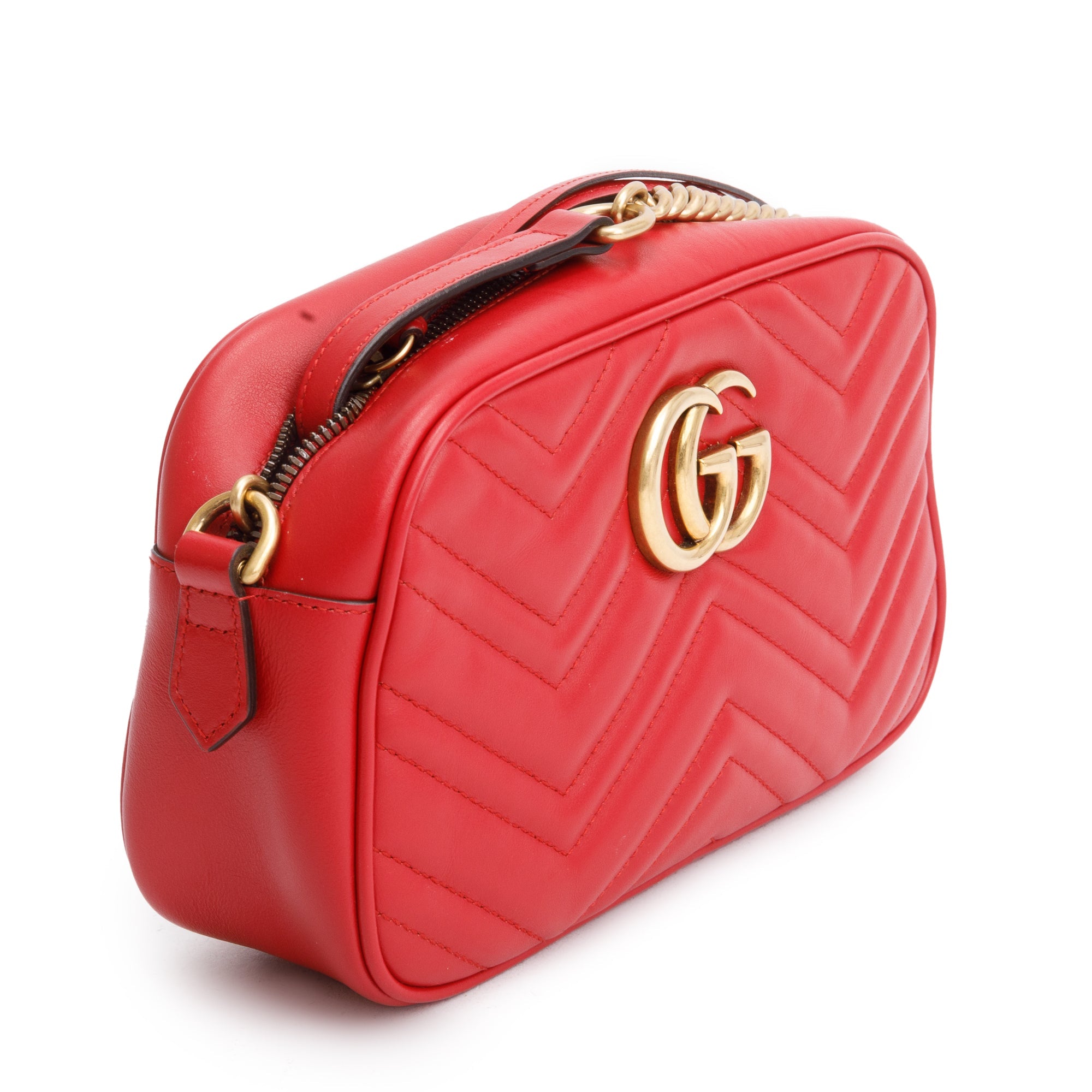 Gucci Red GG Marmont Matelasse Small Shoulder Bag