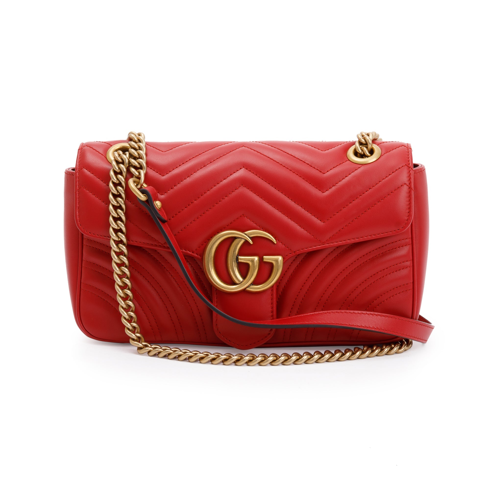 Gucci Red GG Marmont Matelasse Small Shoulder Bag