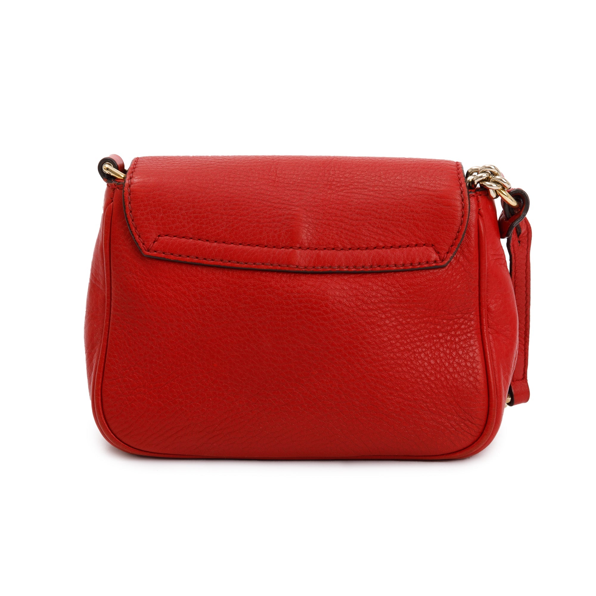 Gucci Red Grained Calfskin Leather Small Soho Chain Crossbody Bag