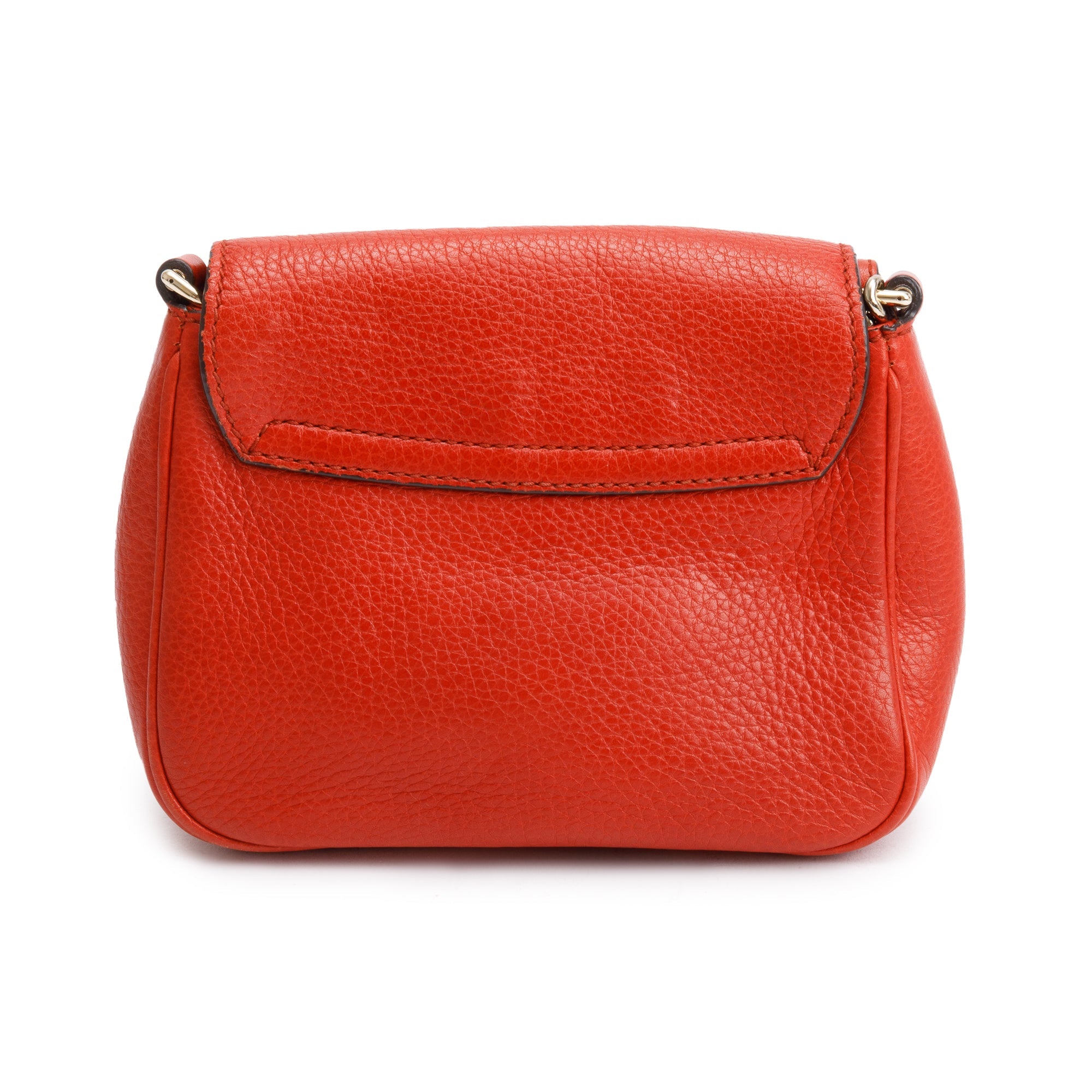 Gucci Red Grained Calfskin Leather Small Soho Chain Crossbody Bag