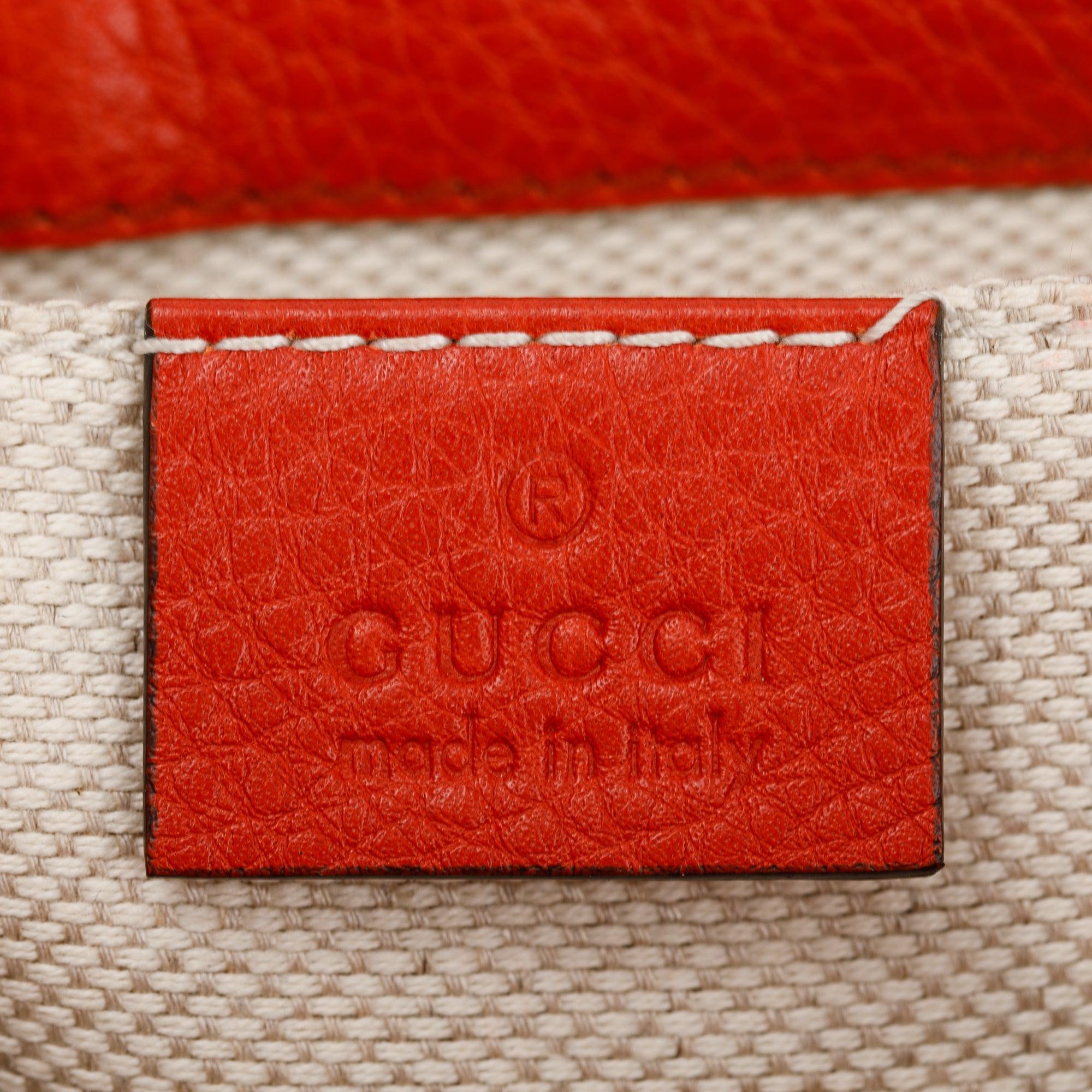 Gucci Red Grained Calfskin Leather Small Soho Chain Crossbody Bag