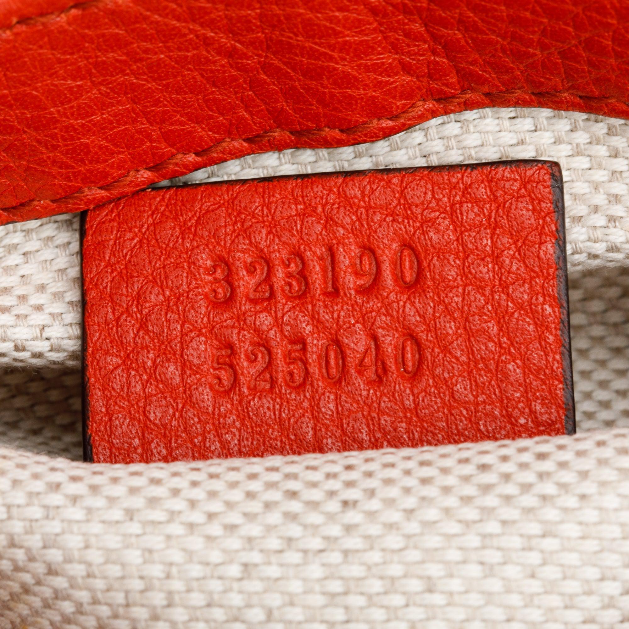 Gucci Red Grained Calfskin Leather Small Soho Chain Crossbody Bag