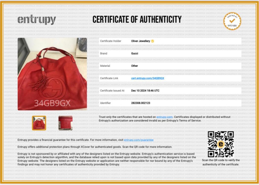 Gucci Red Grained Leather Large Soho Tote