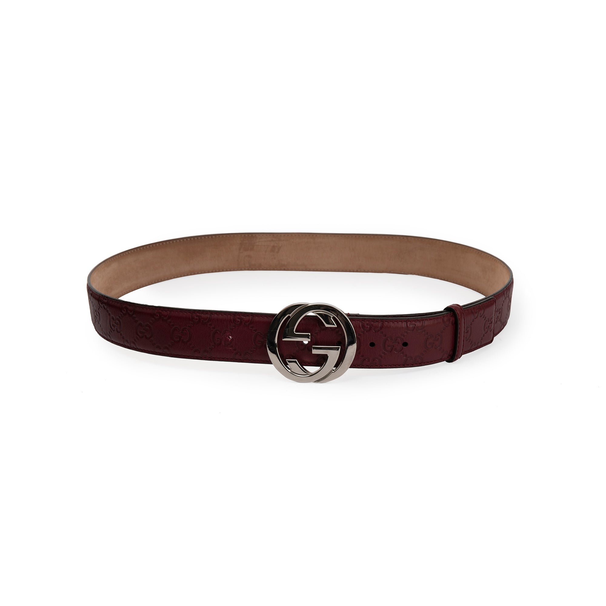 Gucci Red Guccissima Leather Belt with Double G Buckle