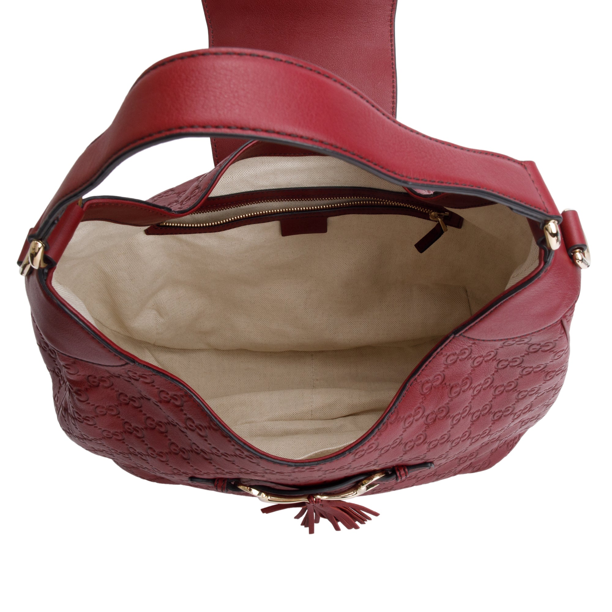 Gucci Red Guccissima Leather Medium Emily Chain Hobo Bag