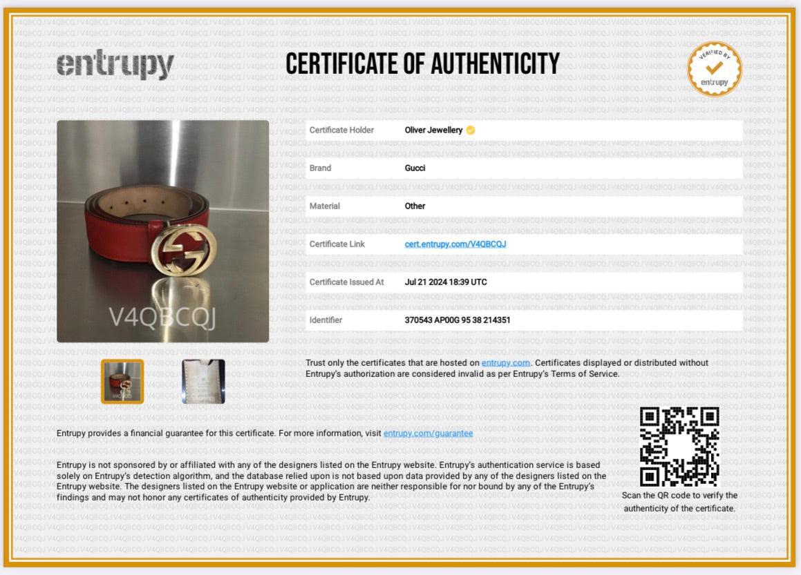 Gucci Red Leather Belt with Interlocking G Buckle, 95 38