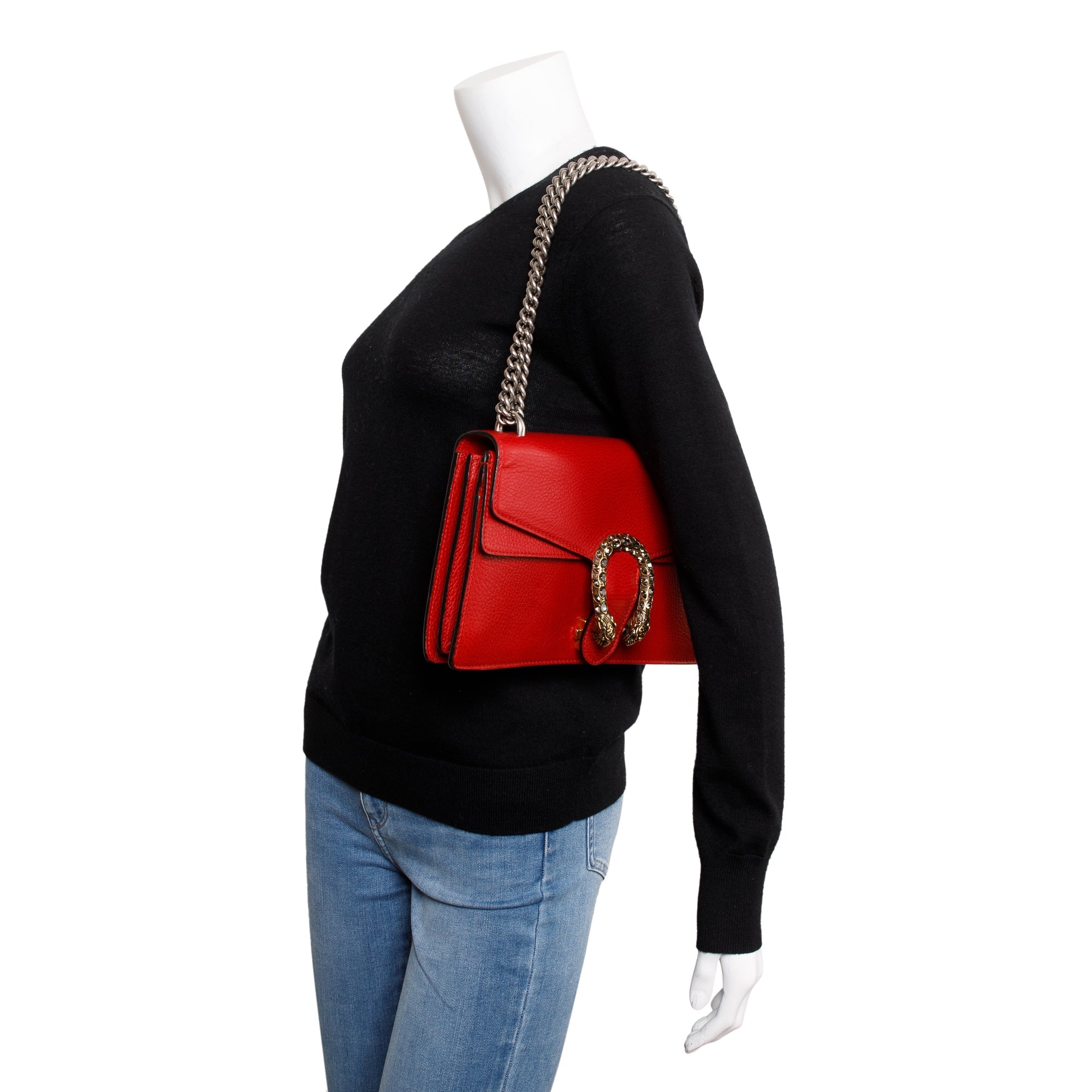 Gucci Red Leather Dionysus Small Shoulder Bag