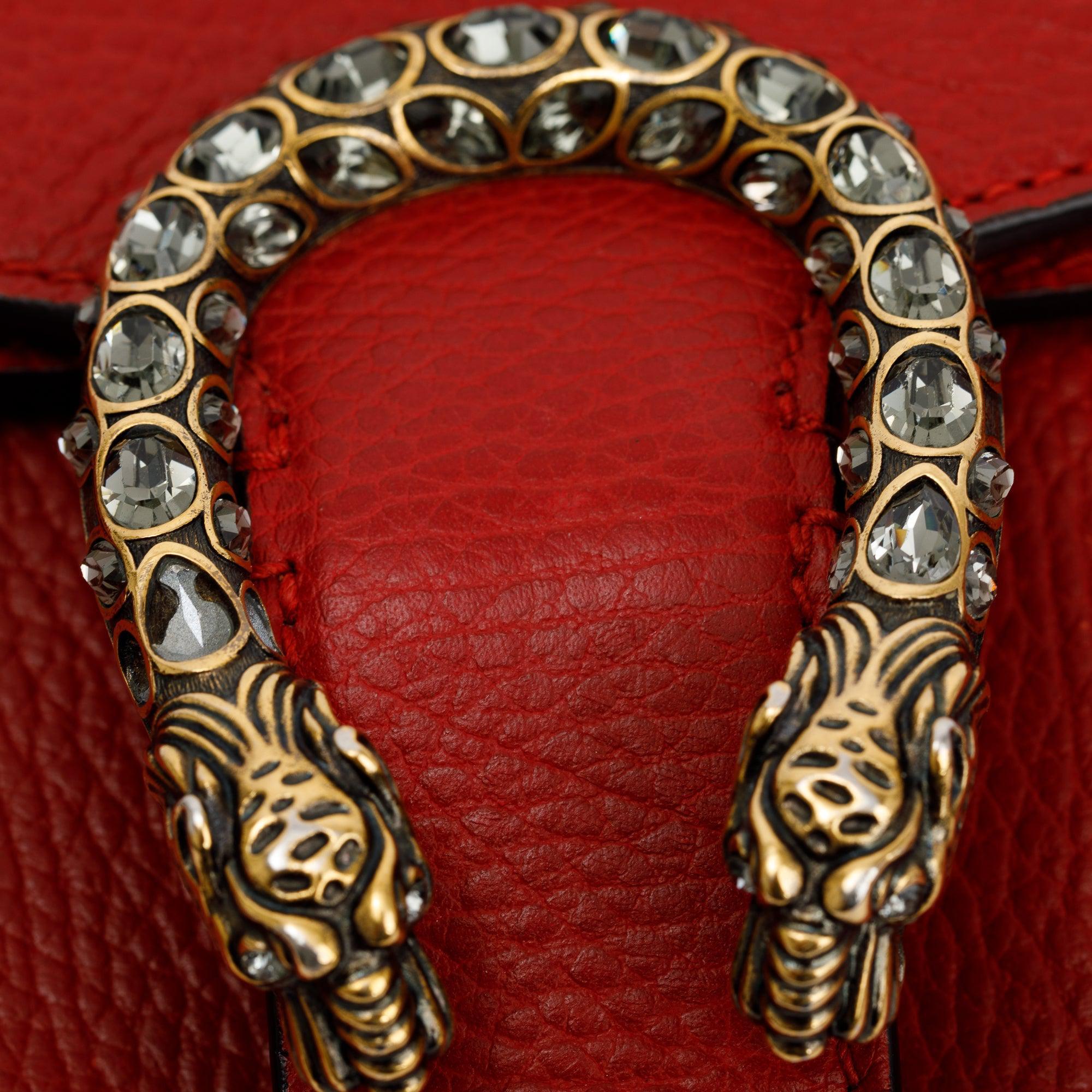 Gucci Red Leather Dionysus Small Shoulder Bag