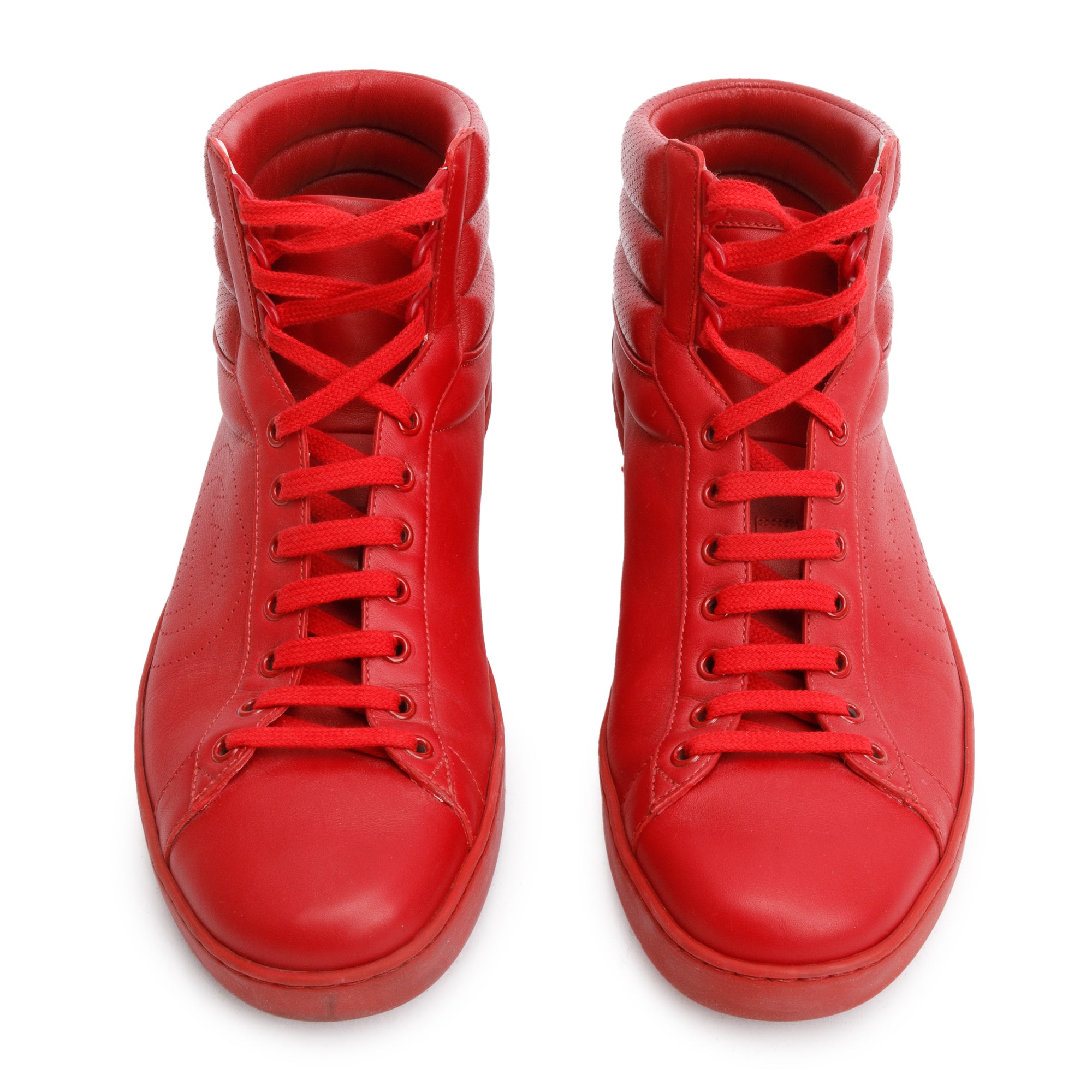 Gucci Red Leather Interlocking G Ace High-Top Sneakers, Size 9.5