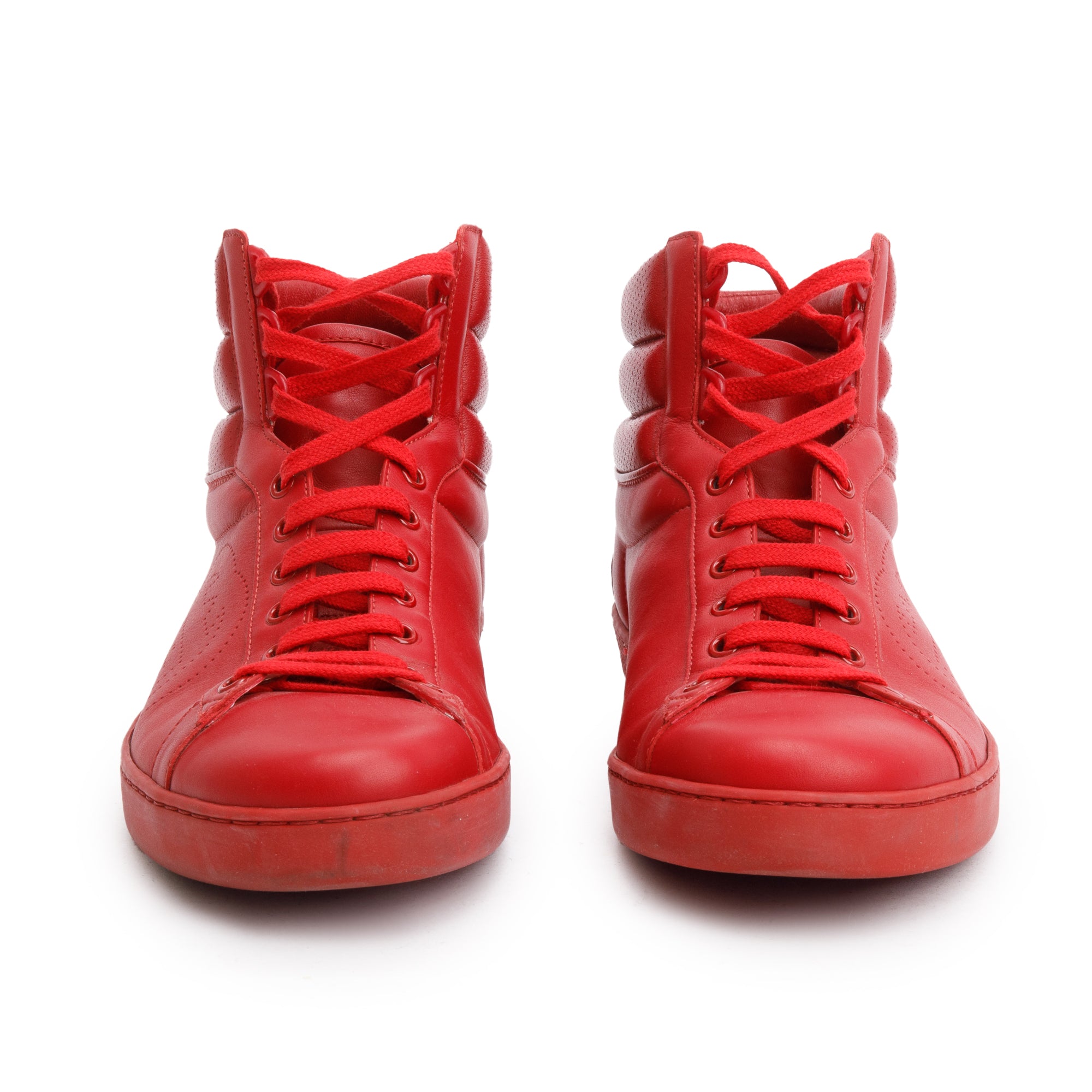 Gucci Red Leather Interlocking G Ace High-Top Sneakers, Size 9.5