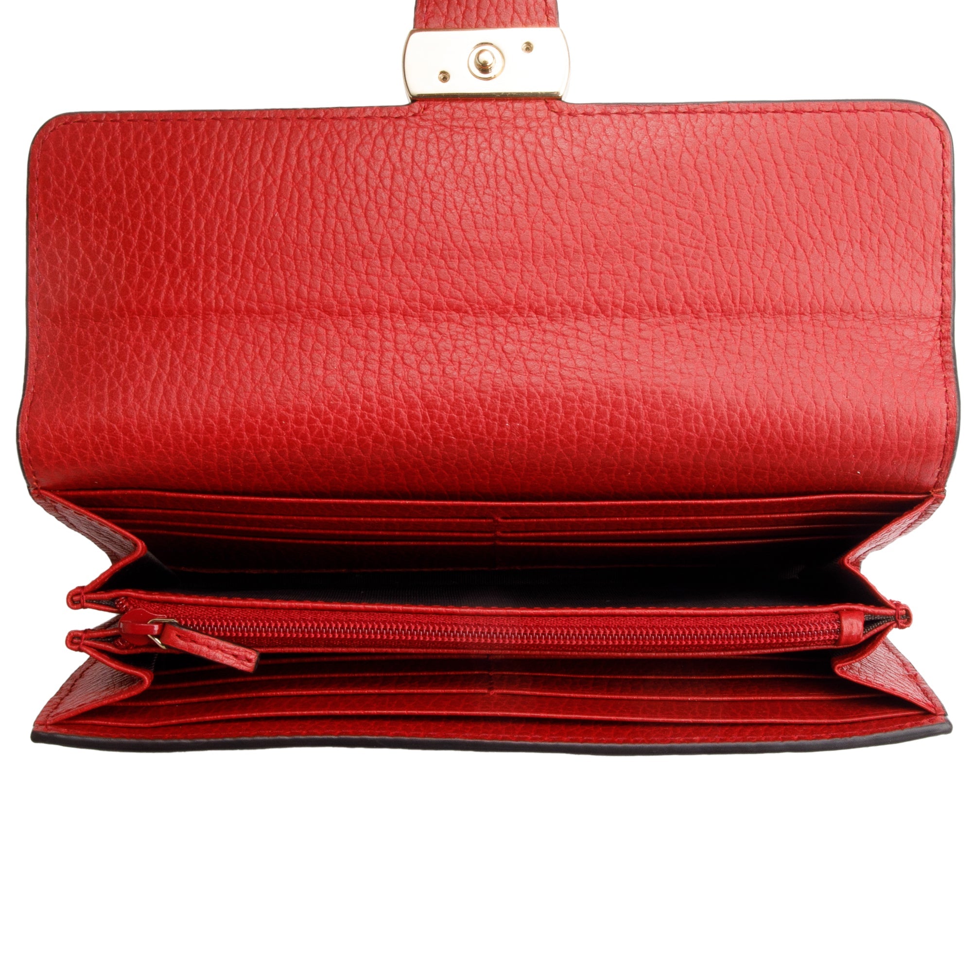 Gucci Red Leather Interlocking GG Continental Wallet