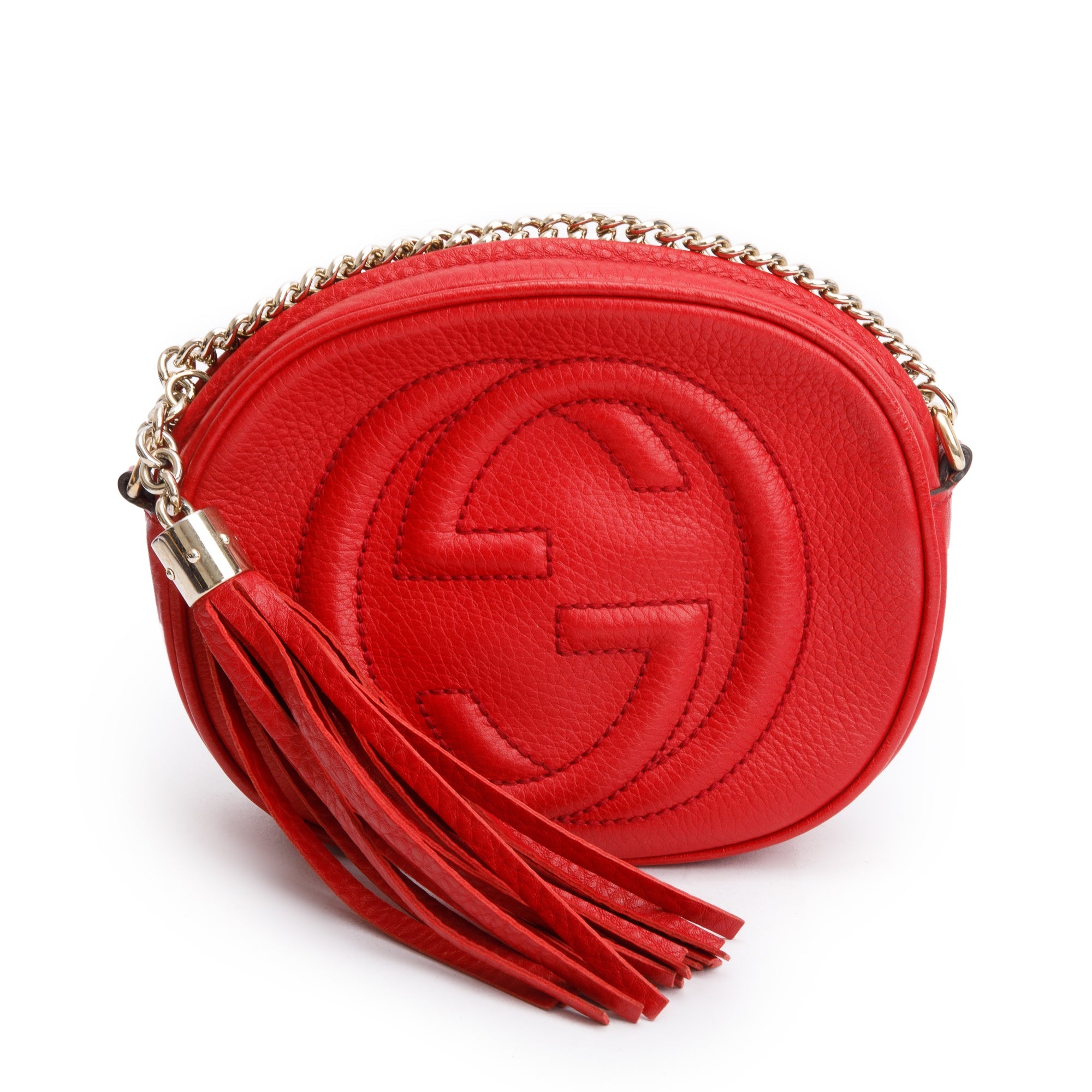 Gucci Red Leather Mini Soho Chain Crossbody Bag