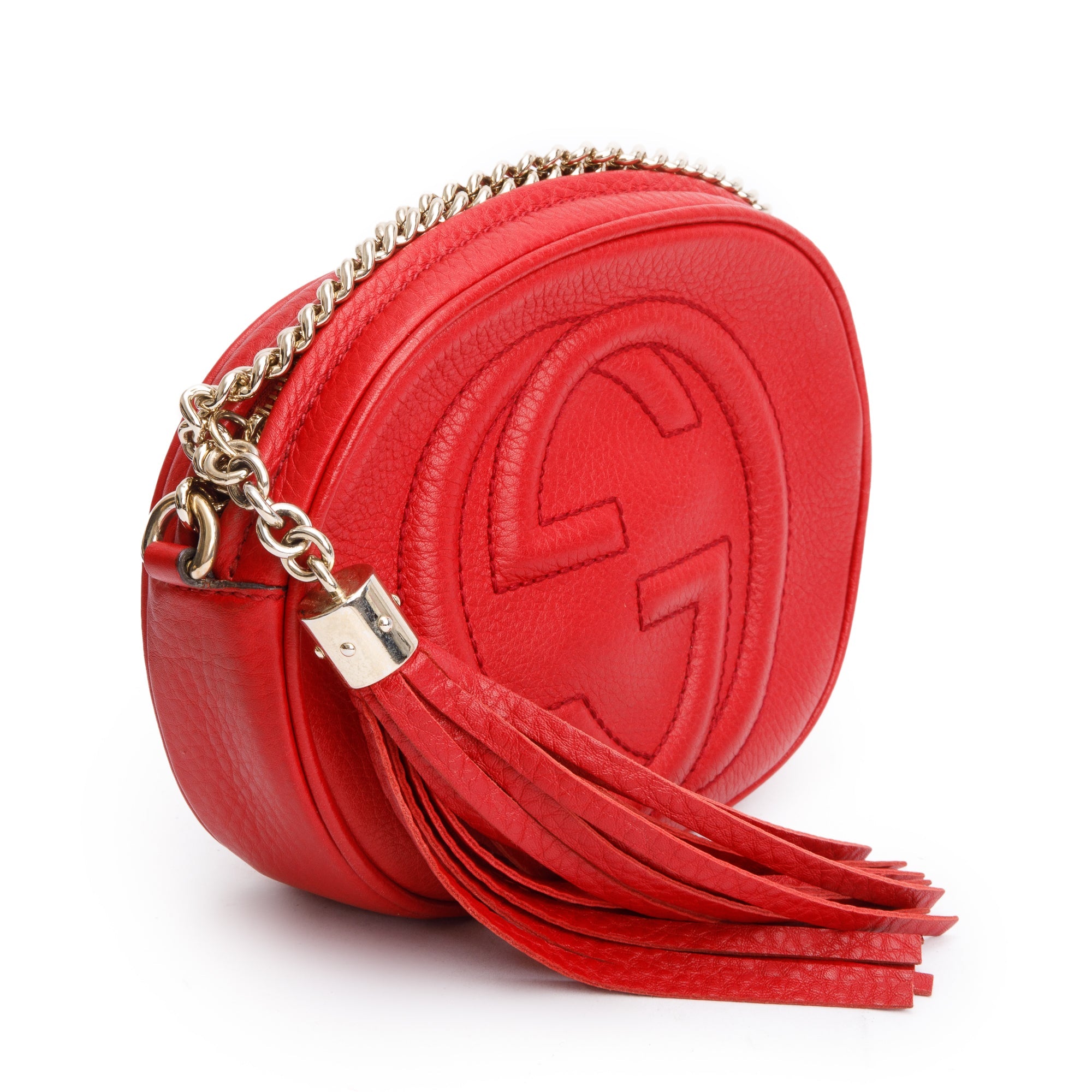 Gucci Red Leather Mini Soho Chain Crossbody Bag