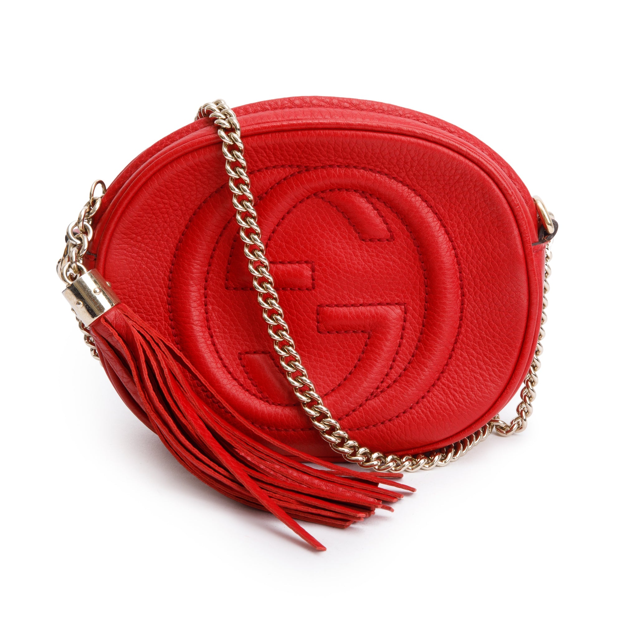 Gucci Red Leather Mini Soho Chain Crossbody Bag