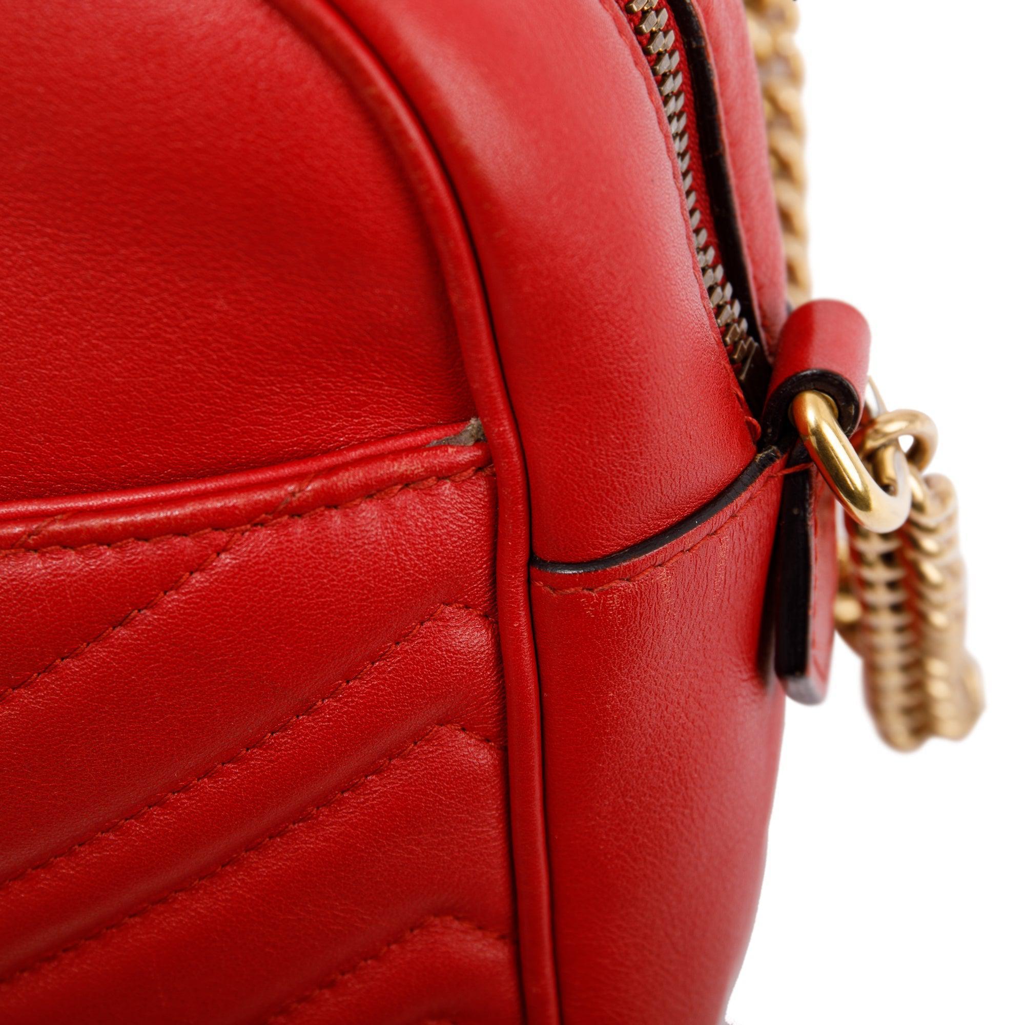 Gucci Red Medium GG Marmont Matelasse Bag