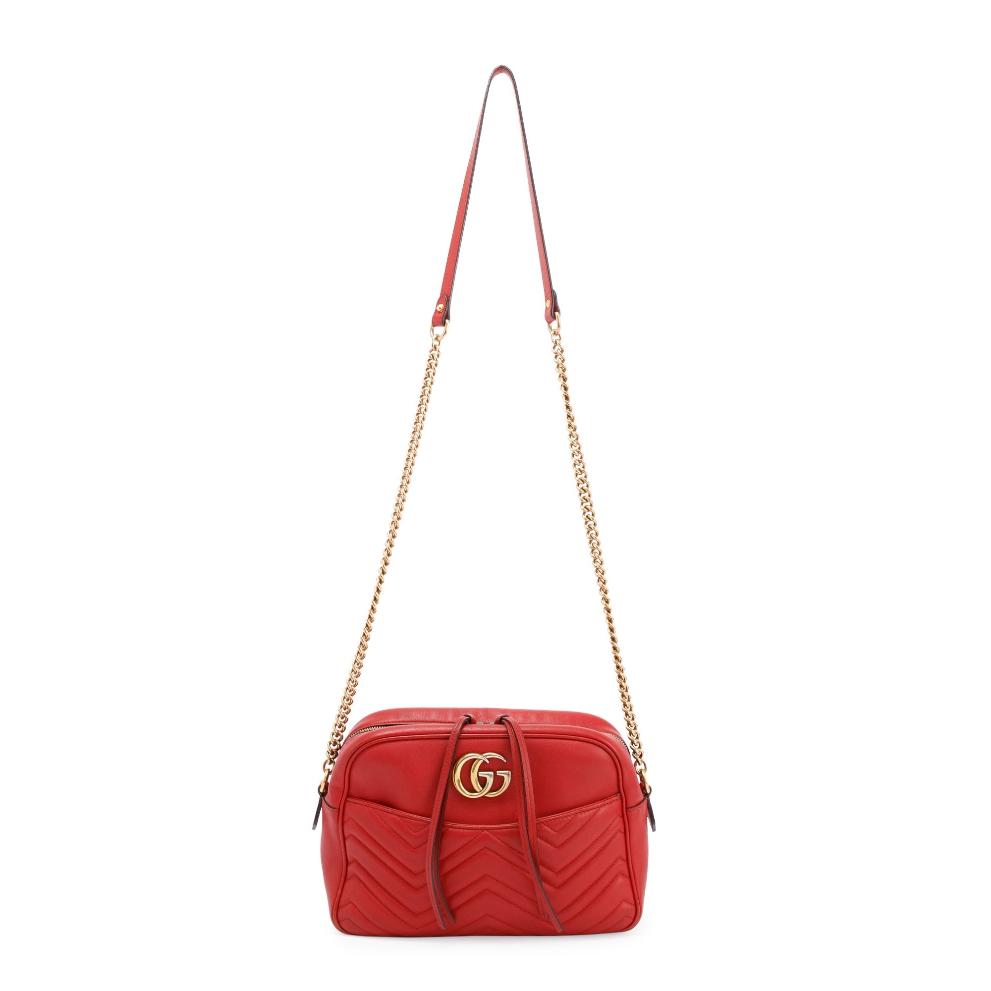 Gucci Red Medium GG Marmont Matelasse Bag