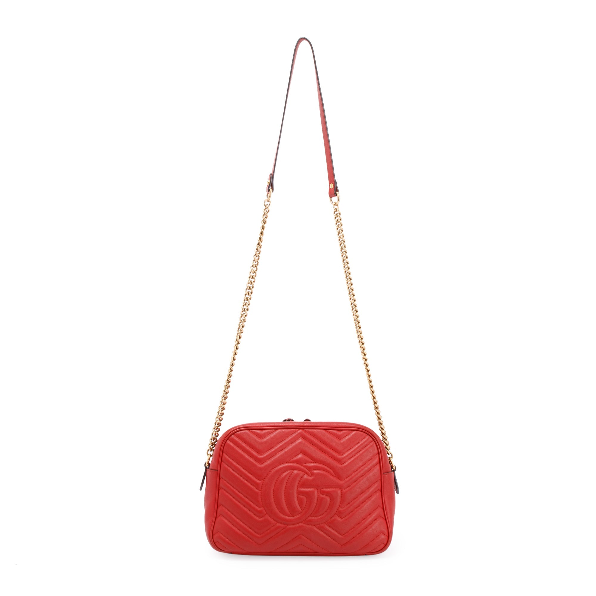 Gucci Red Medium GG Marmont Matelasse Bag