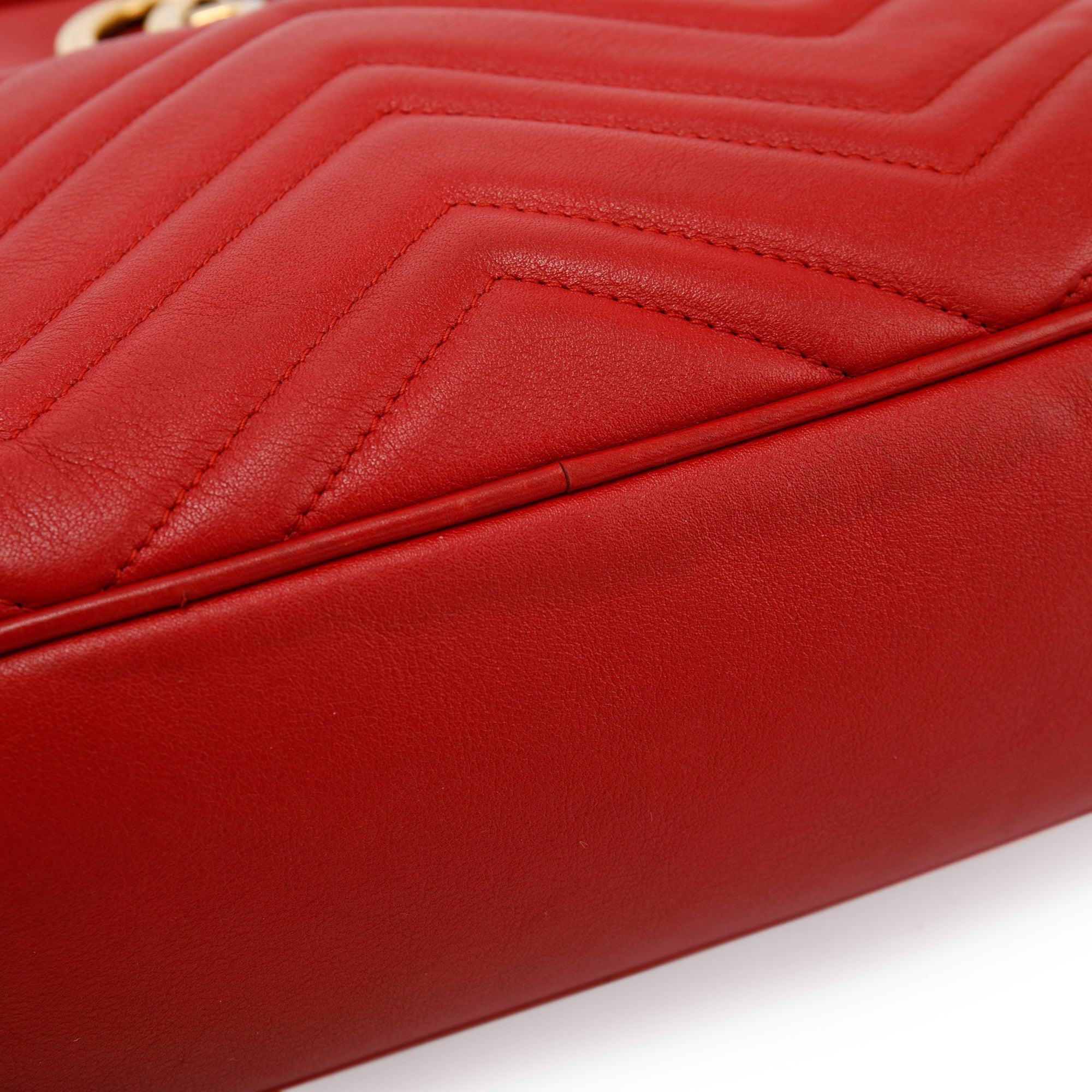 Gucci Red Medium GG Marmont Matelasse Bag