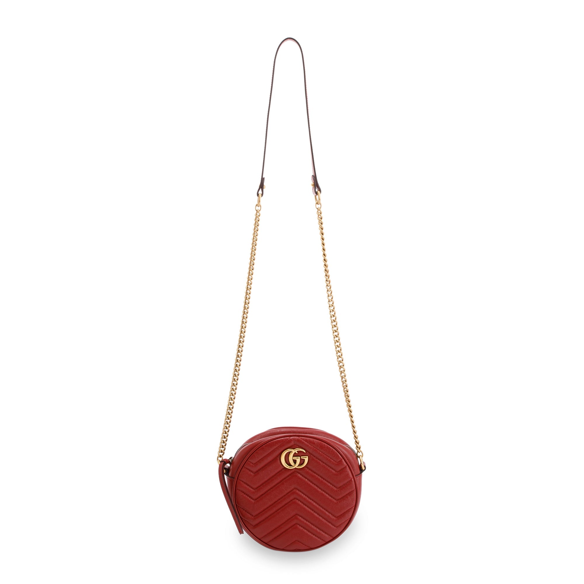 Gucci Red Mini GG Marmont Matelasse Round Shoulder Bag