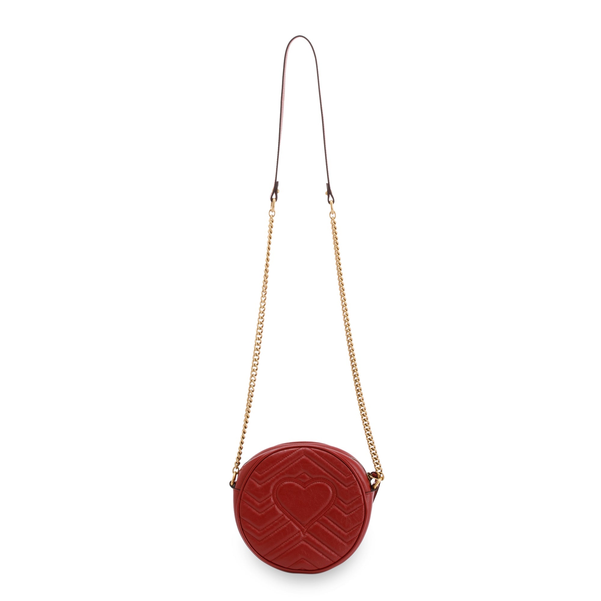 Gucci Red Mini GG Marmont Matelasse Round Shoulder Bag