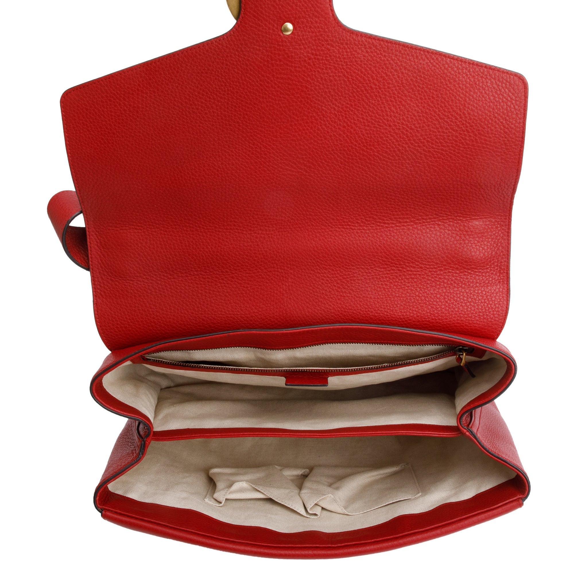 Gucci Red Pebble Leather GG Marmont Medium Shoulder Bag