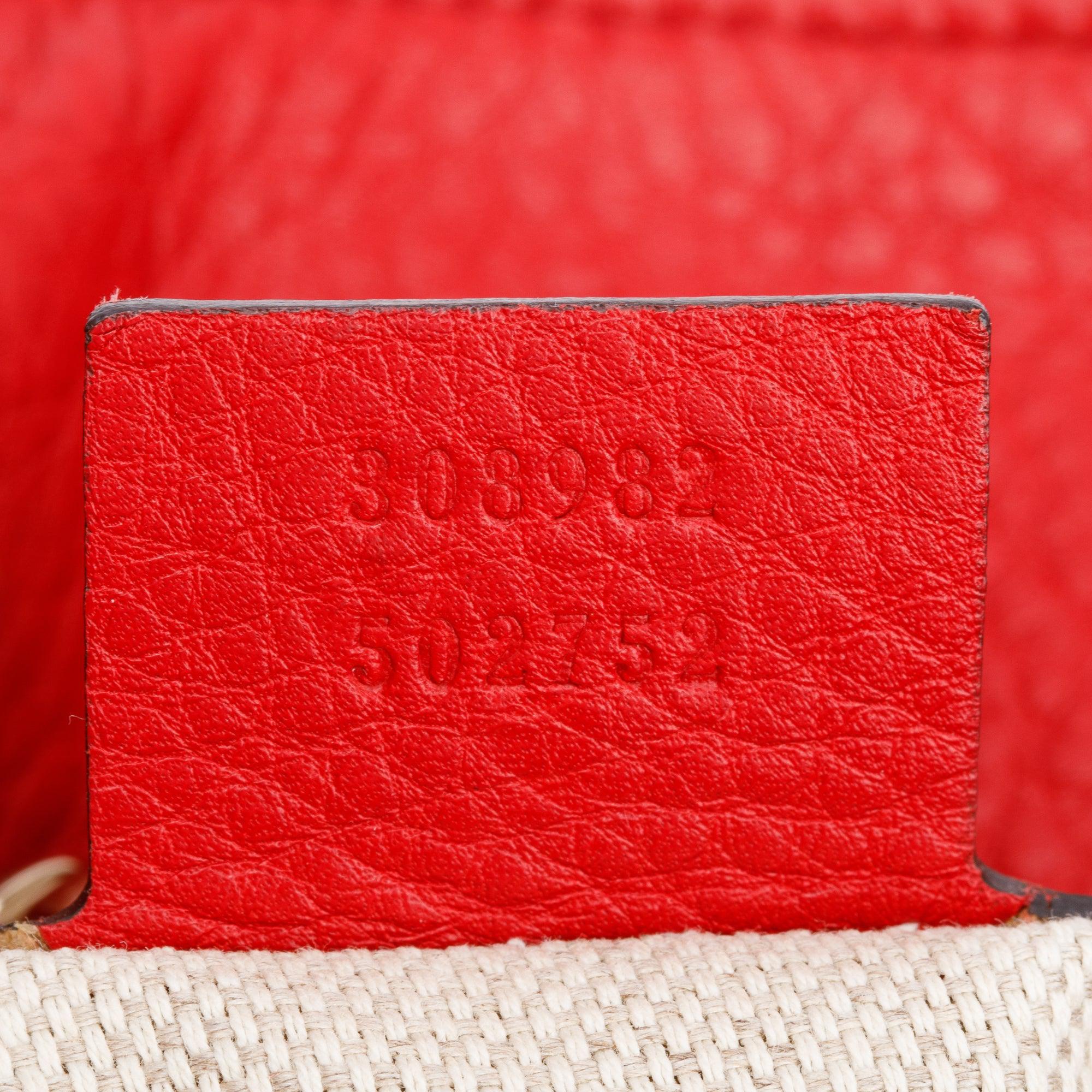 Gucci Red Pebbled Calfksin Leather Medium Soho Chain Tote